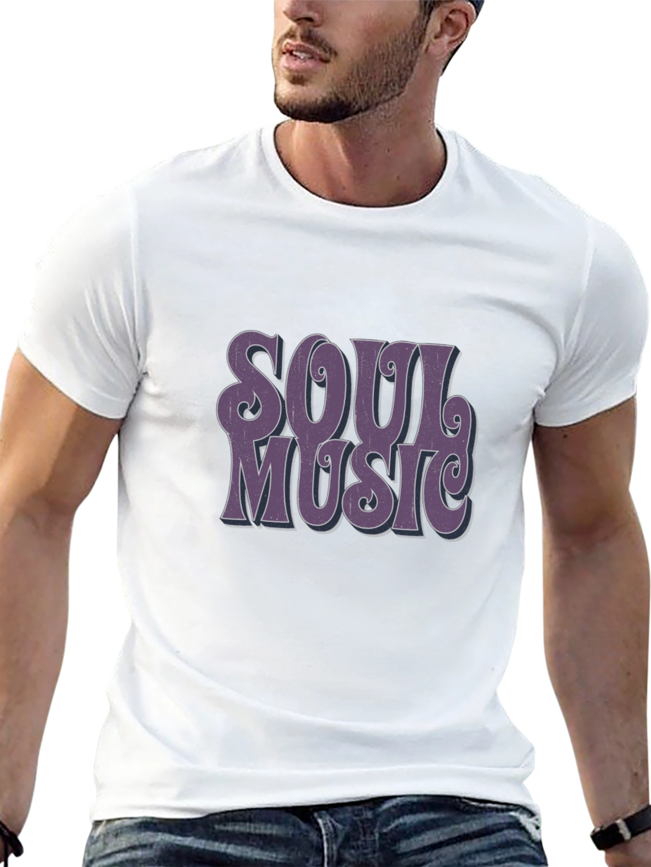 Retro Soul Music Graphic Tee - Black Casual T-Shirt