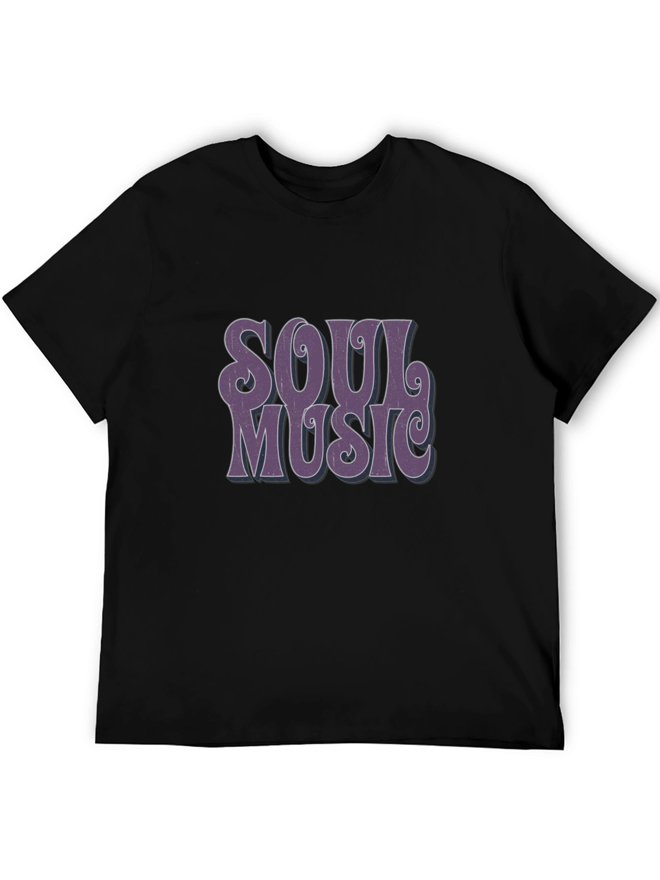 Retro Soul Music Graphic Tee - Black Casual T-Shirt