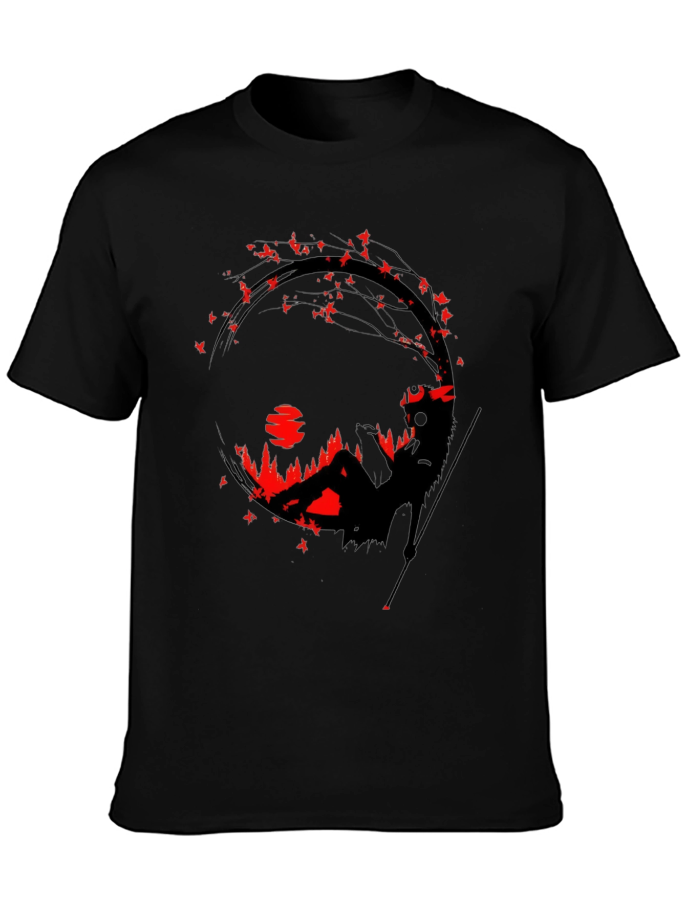 Black T-Shirt with Artistic Silhouette Graphic