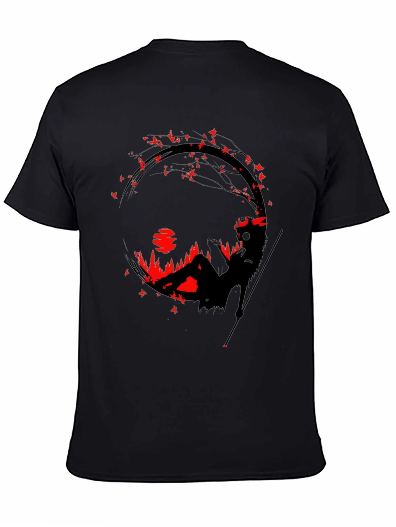 Black T-Shirt with Artistic Silhouette Graphic