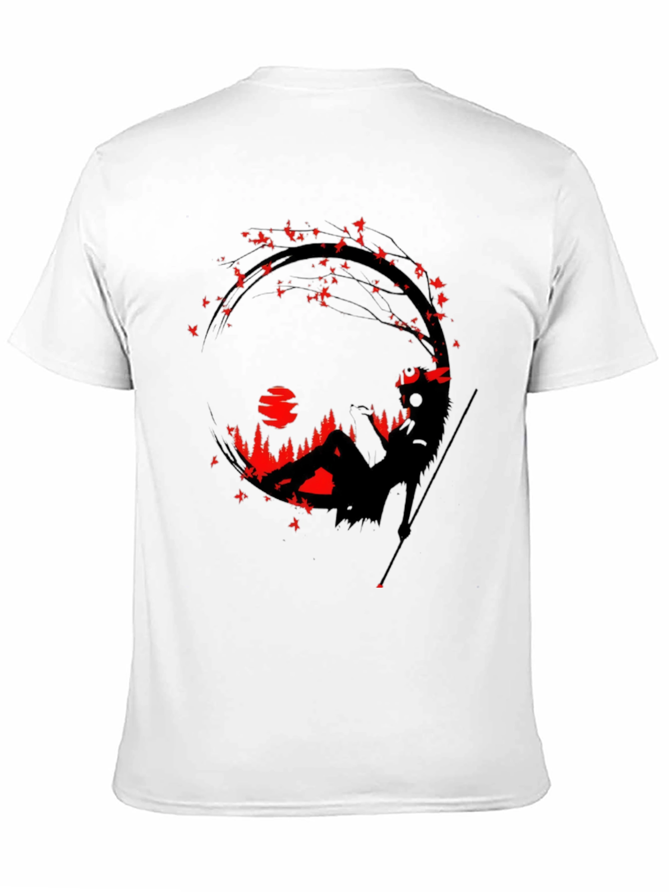 Black T-Shirt with Artistic Silhouette Graphic