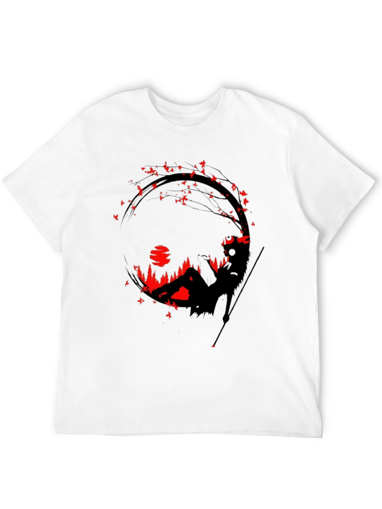 Black T-Shirt with Artistic Silhouette Graphic