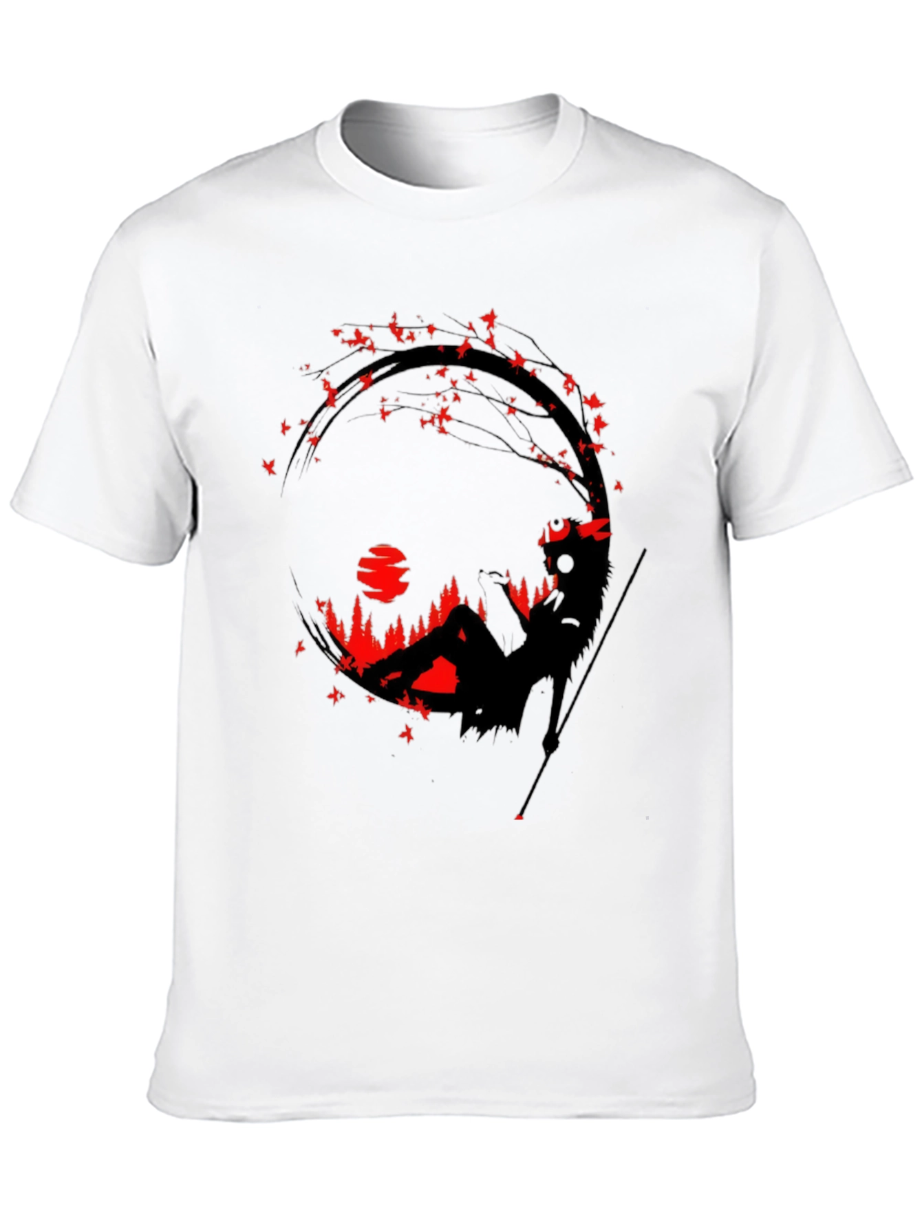 Black T-Shirt with Artistic Silhouette Graphic