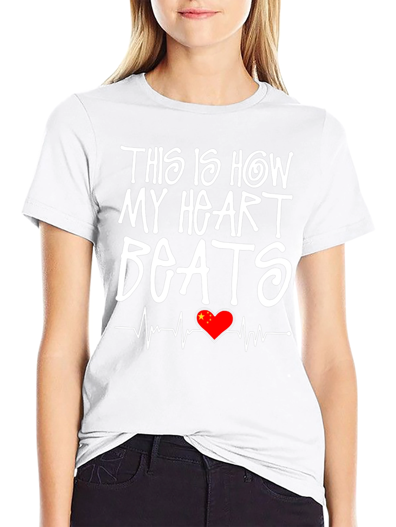 Heart Beats China Flag Graphic Tee