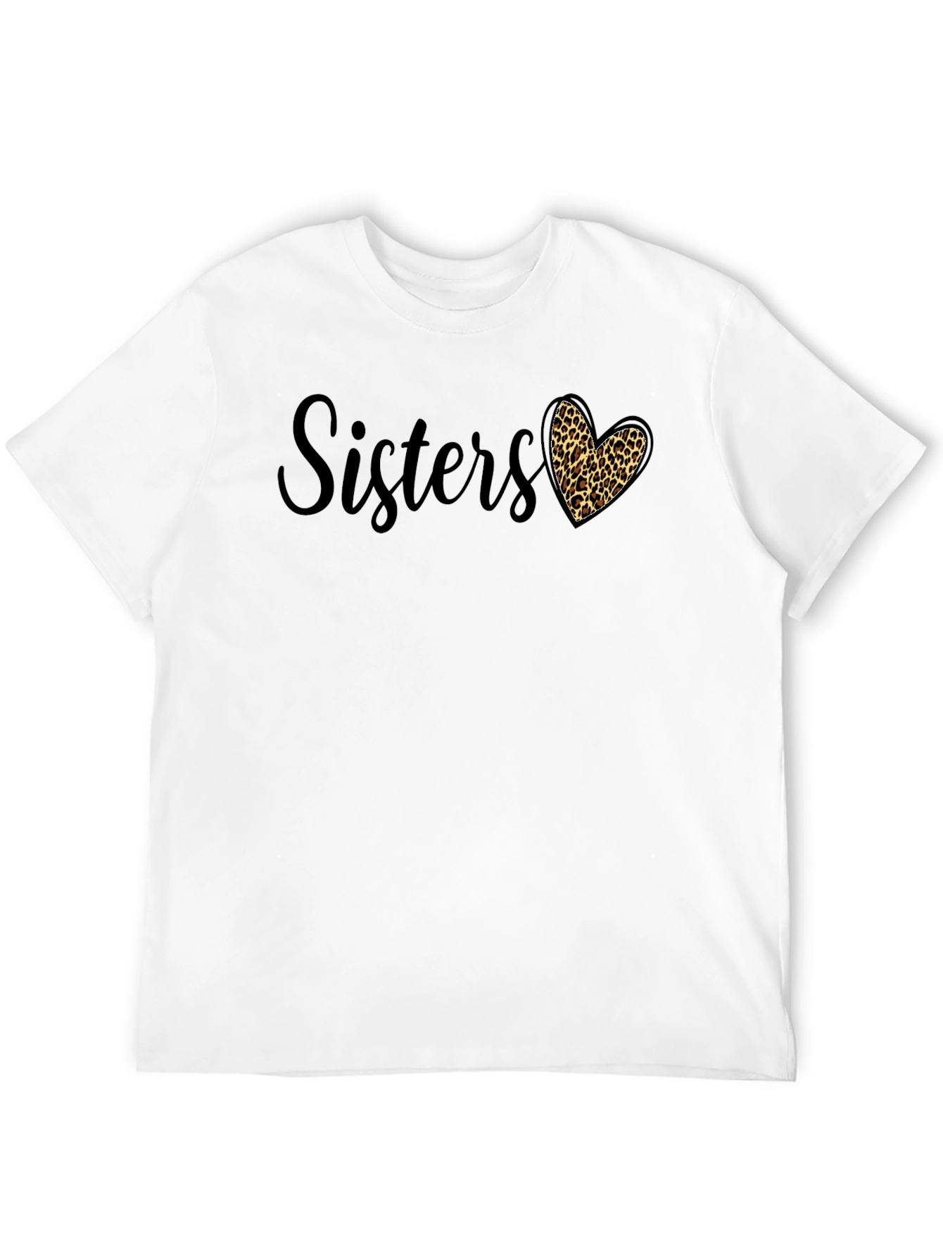 Sisters Leopard Print Heart Graphic Tee