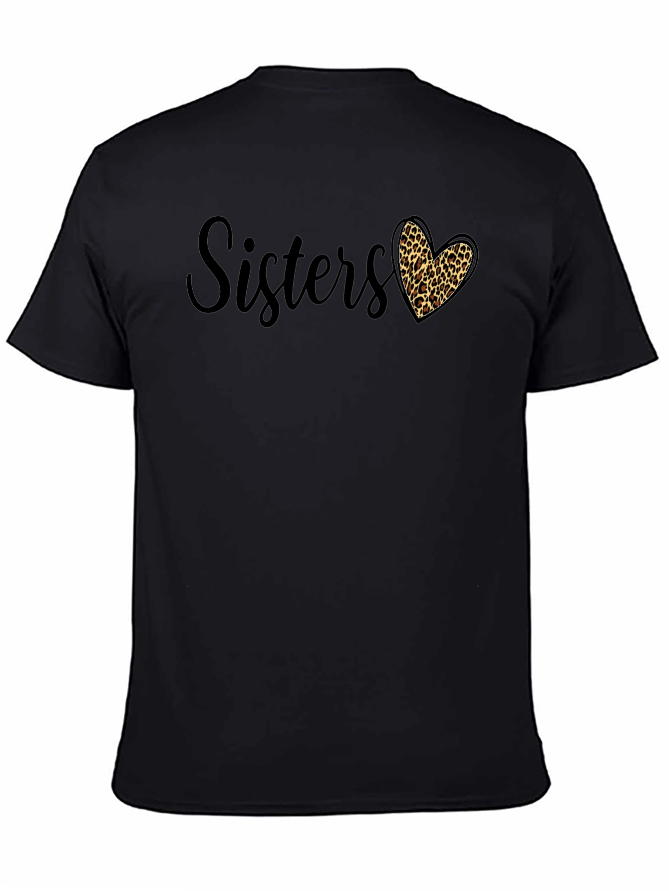 Sisters Leopard Print Heart Graphic Tee