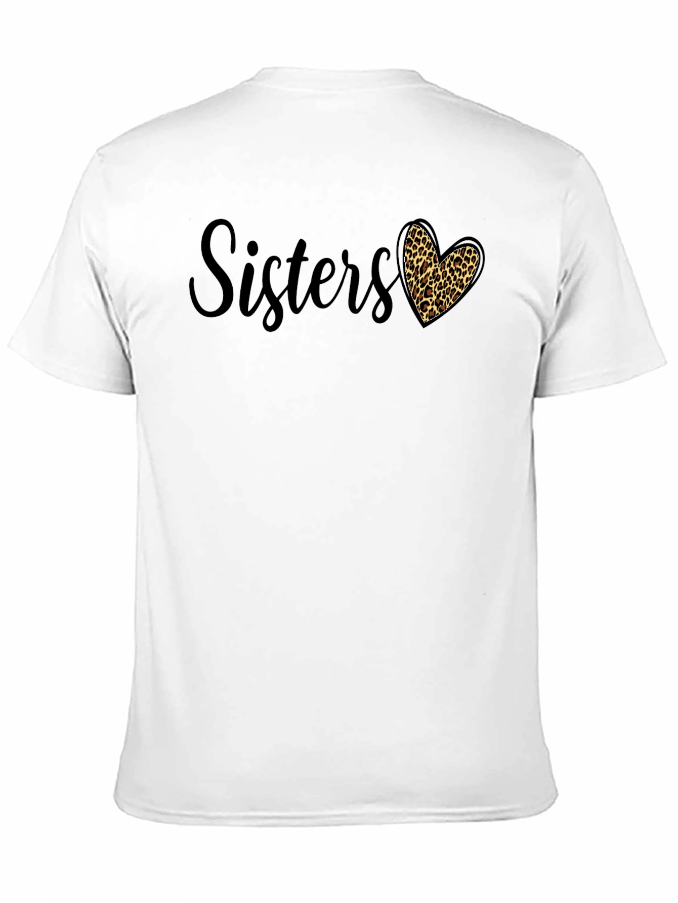 Sisters Leopard Print Heart Graphic Tee