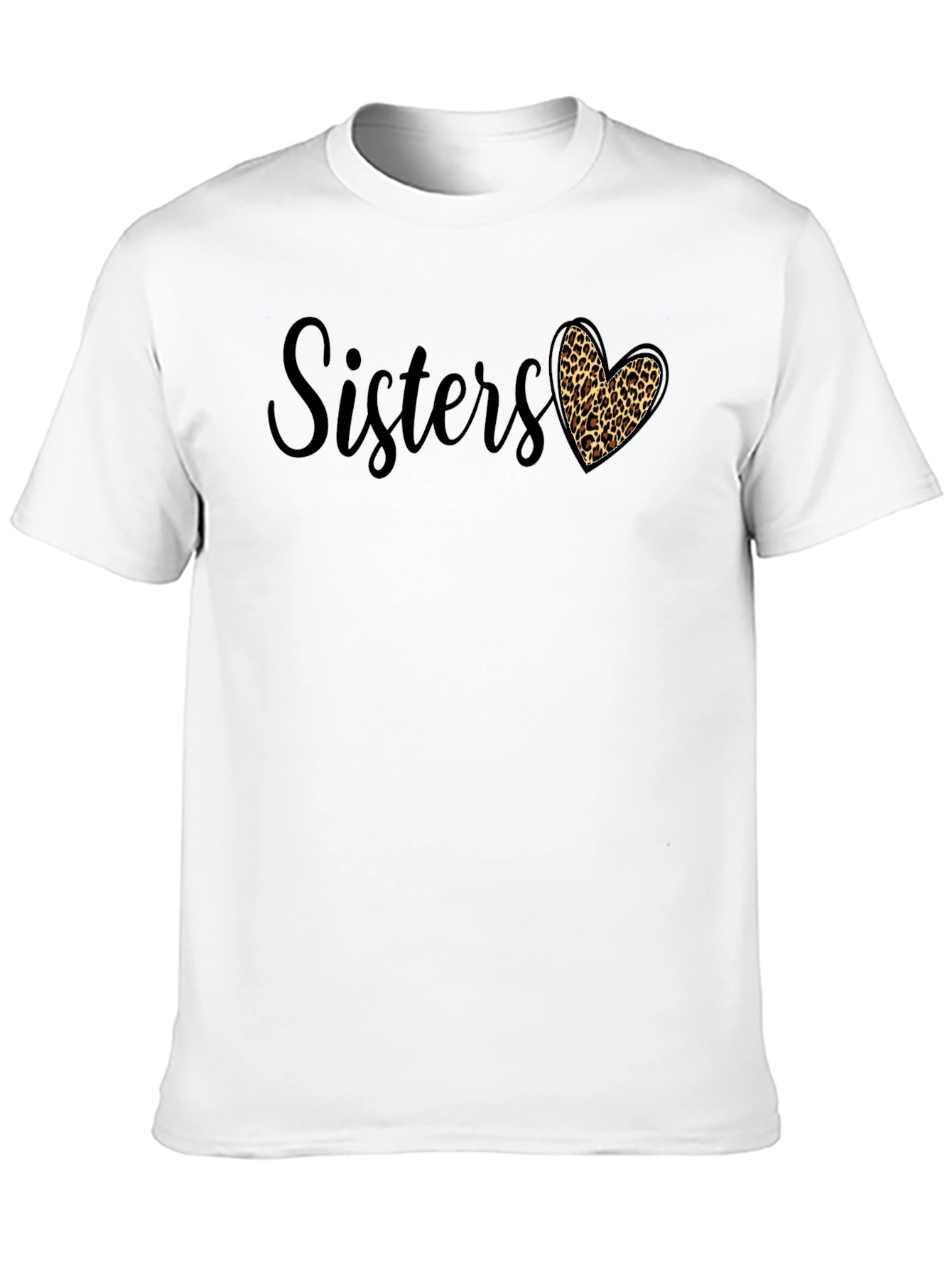 Sisters Leopard Print Heart Graphic Tee