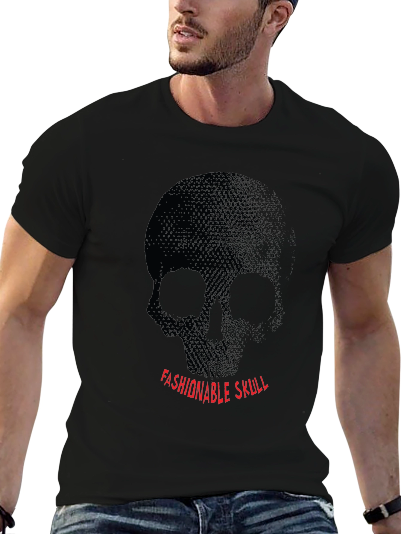 Fashionable Skull Graphic Black T-Shirt