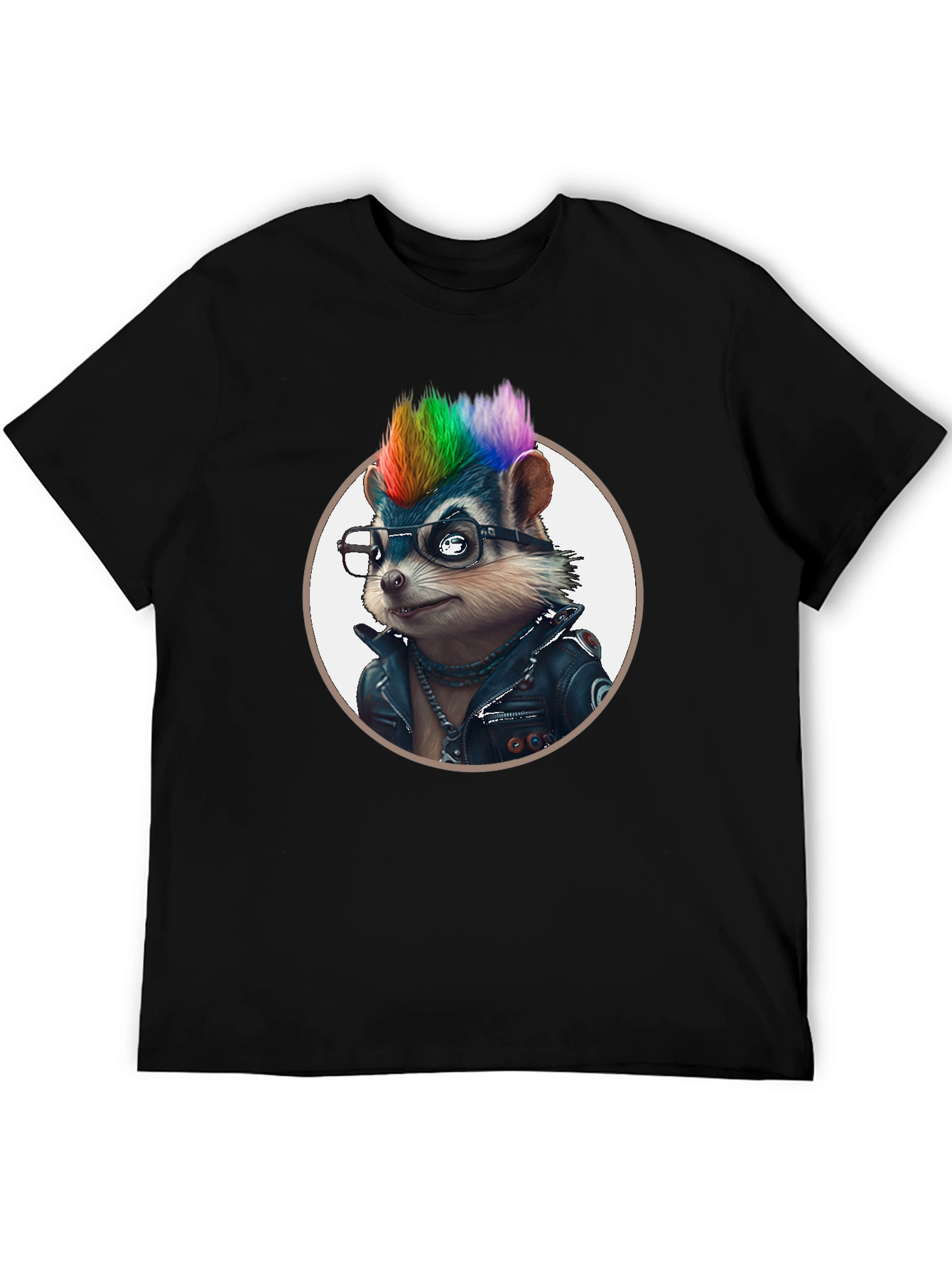 Cool Hedgehog in Leather Jacket Graphic Tee