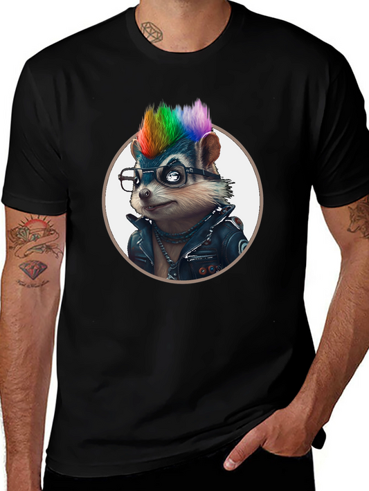 Cool Hedgehog in Leather Jacket Graphic Tee