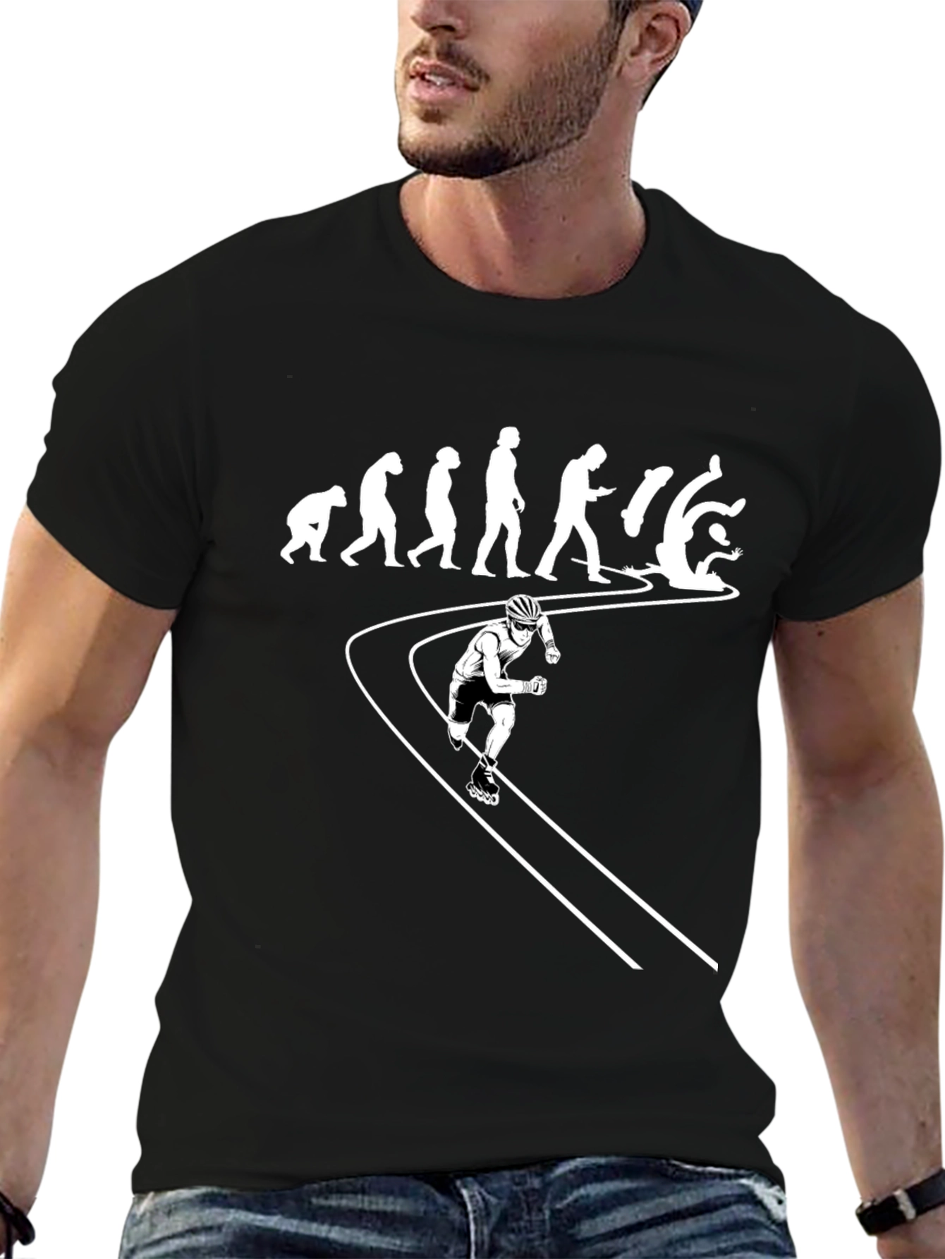 Evolution of Inline Skating Black T-Shirt