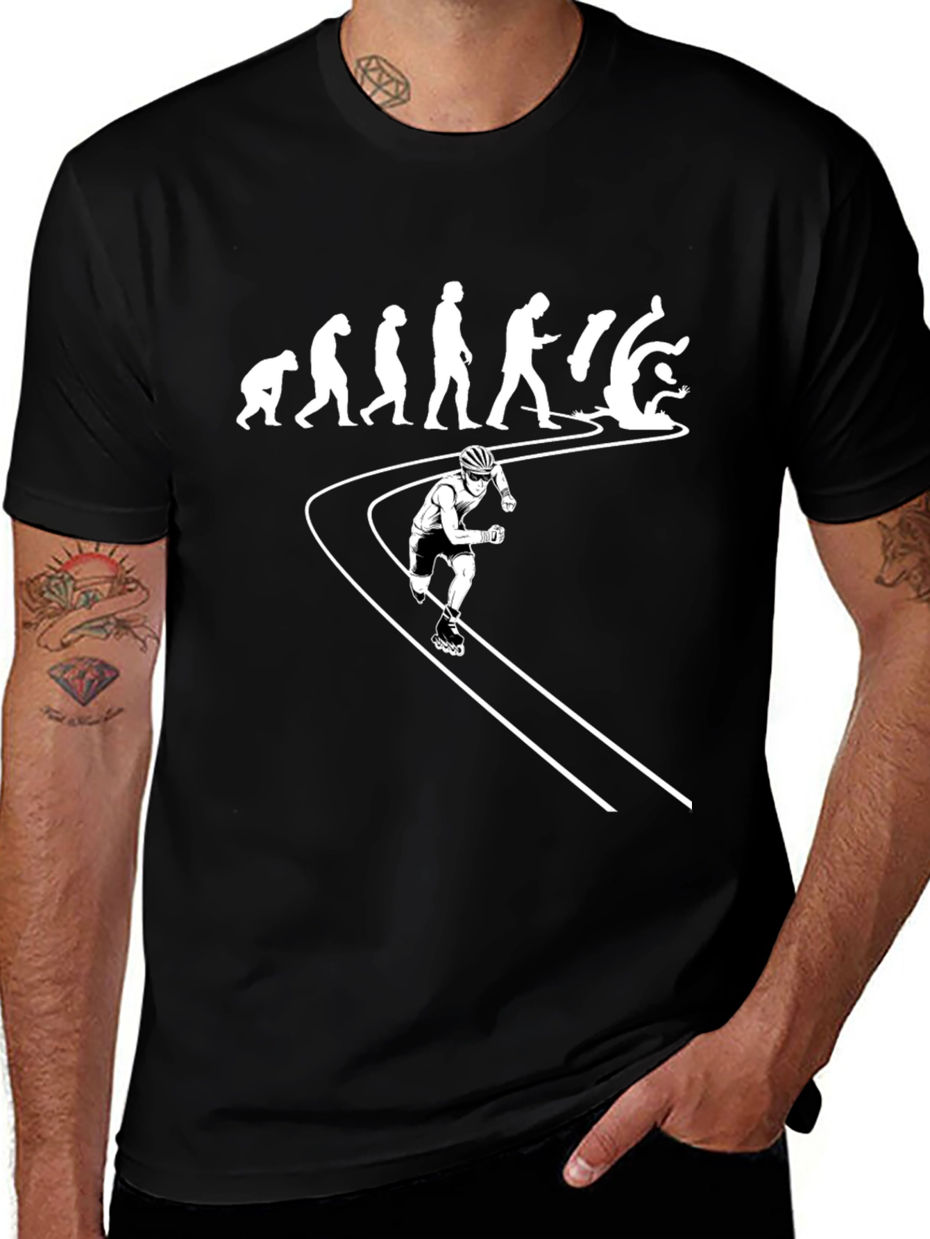 Evolution of Inline Skating Black T-Shirt