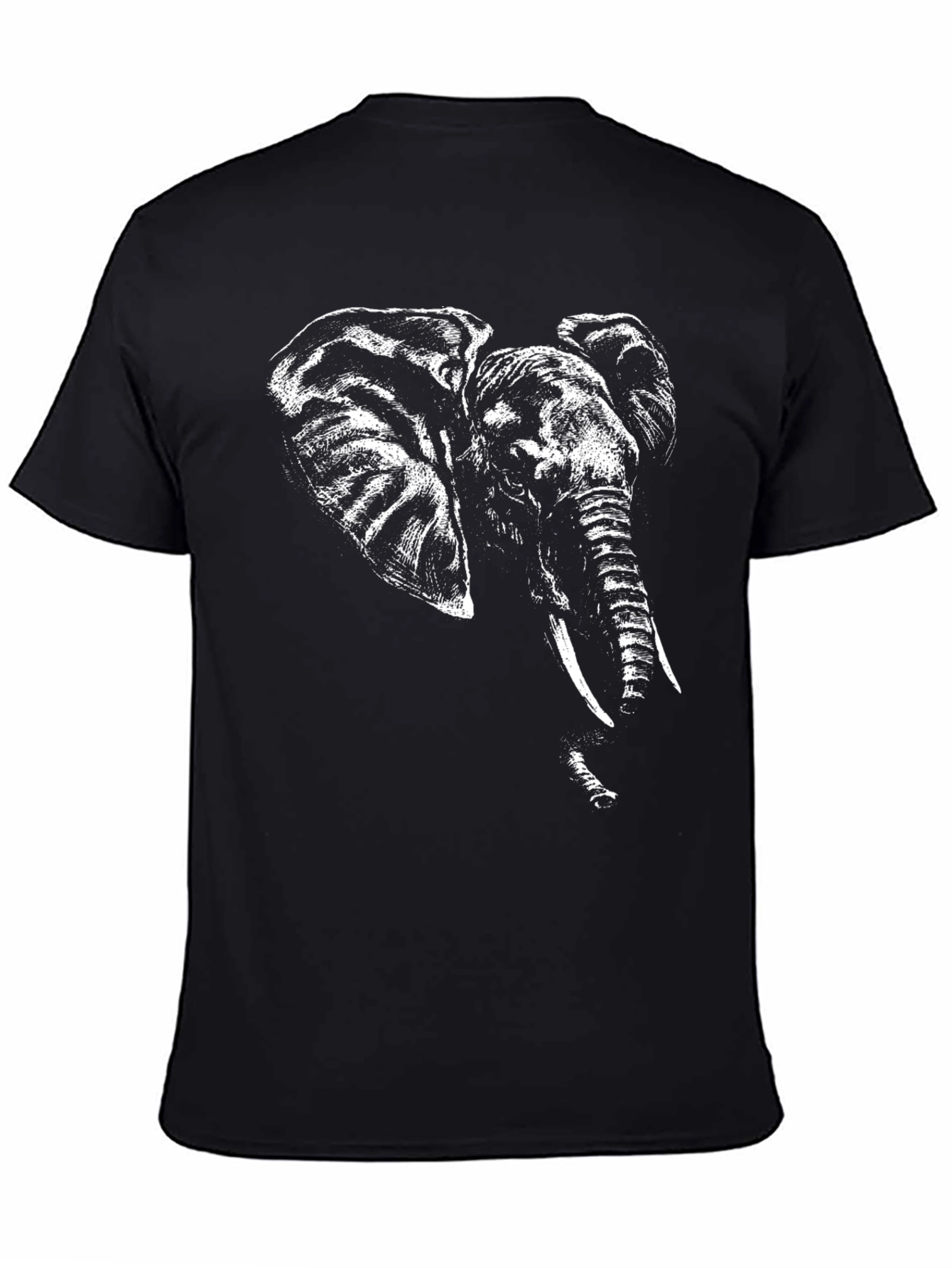 Elephant Graphic Print Black Tee