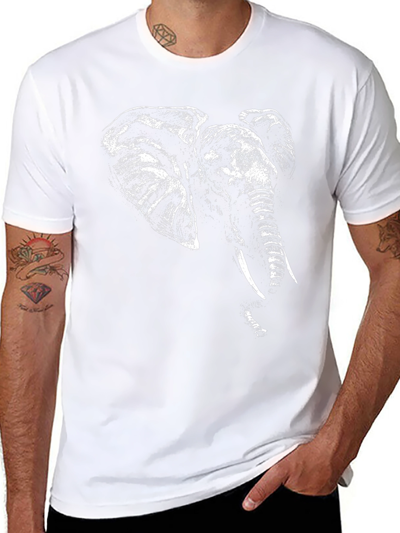 Elephant Graphic Print Black Tee