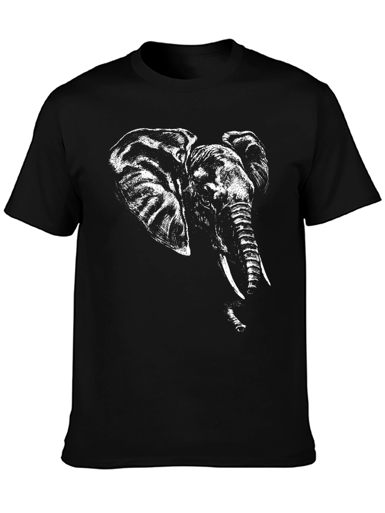 Elephant Graphic Print Black Tee
