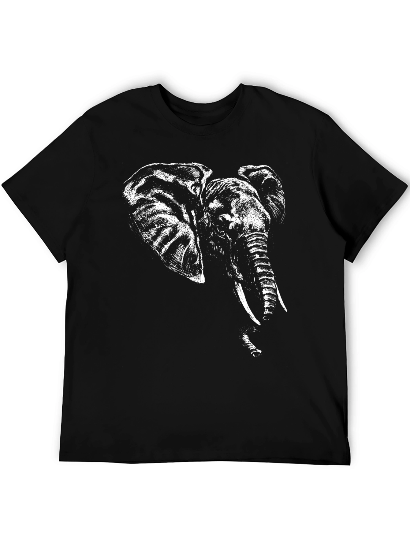 Elephant Graphic Print Black Tee