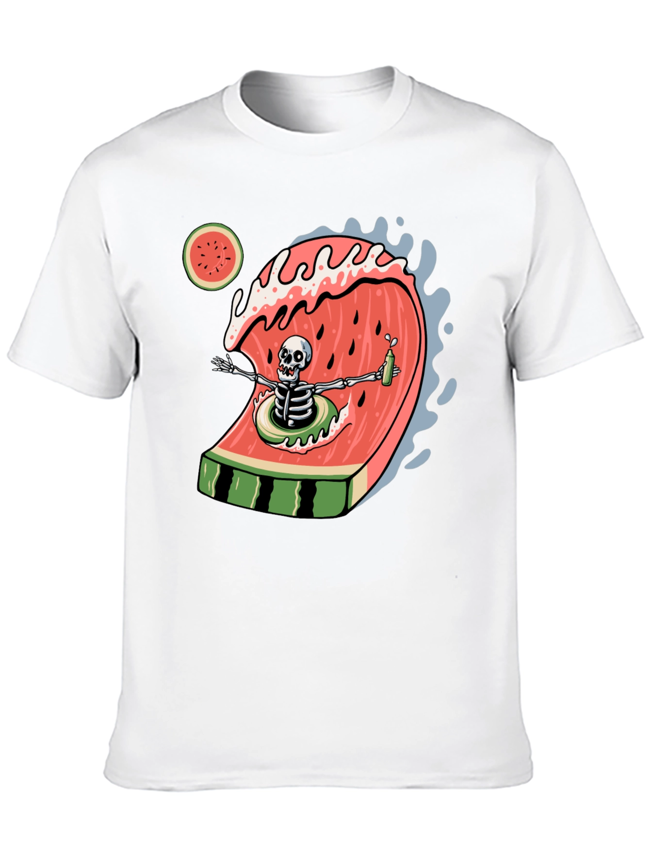 Skeleton Watermelon Wave Graphic Tee - Black