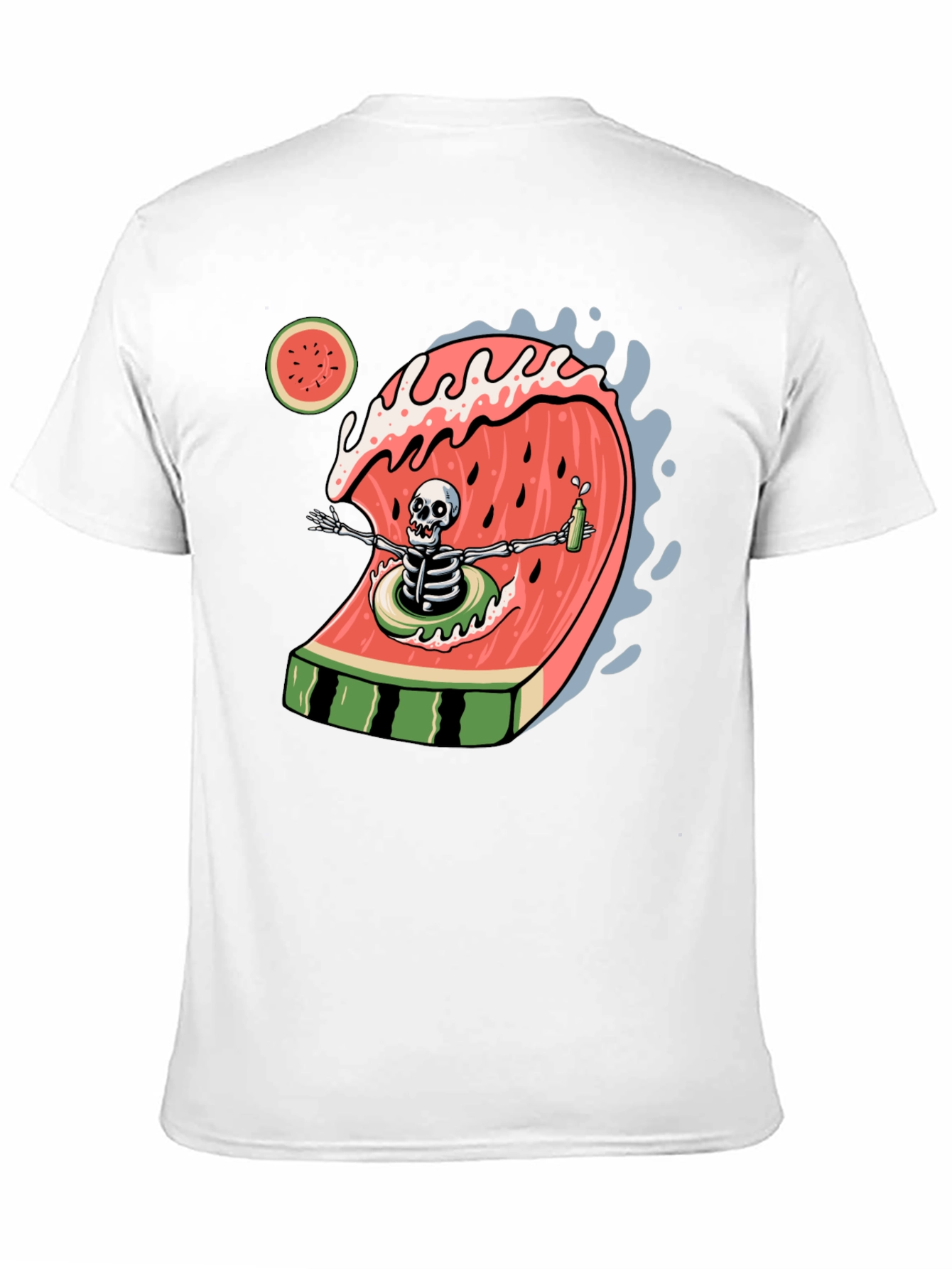 Skeleton Watermelon Wave Graphic Tee - Black