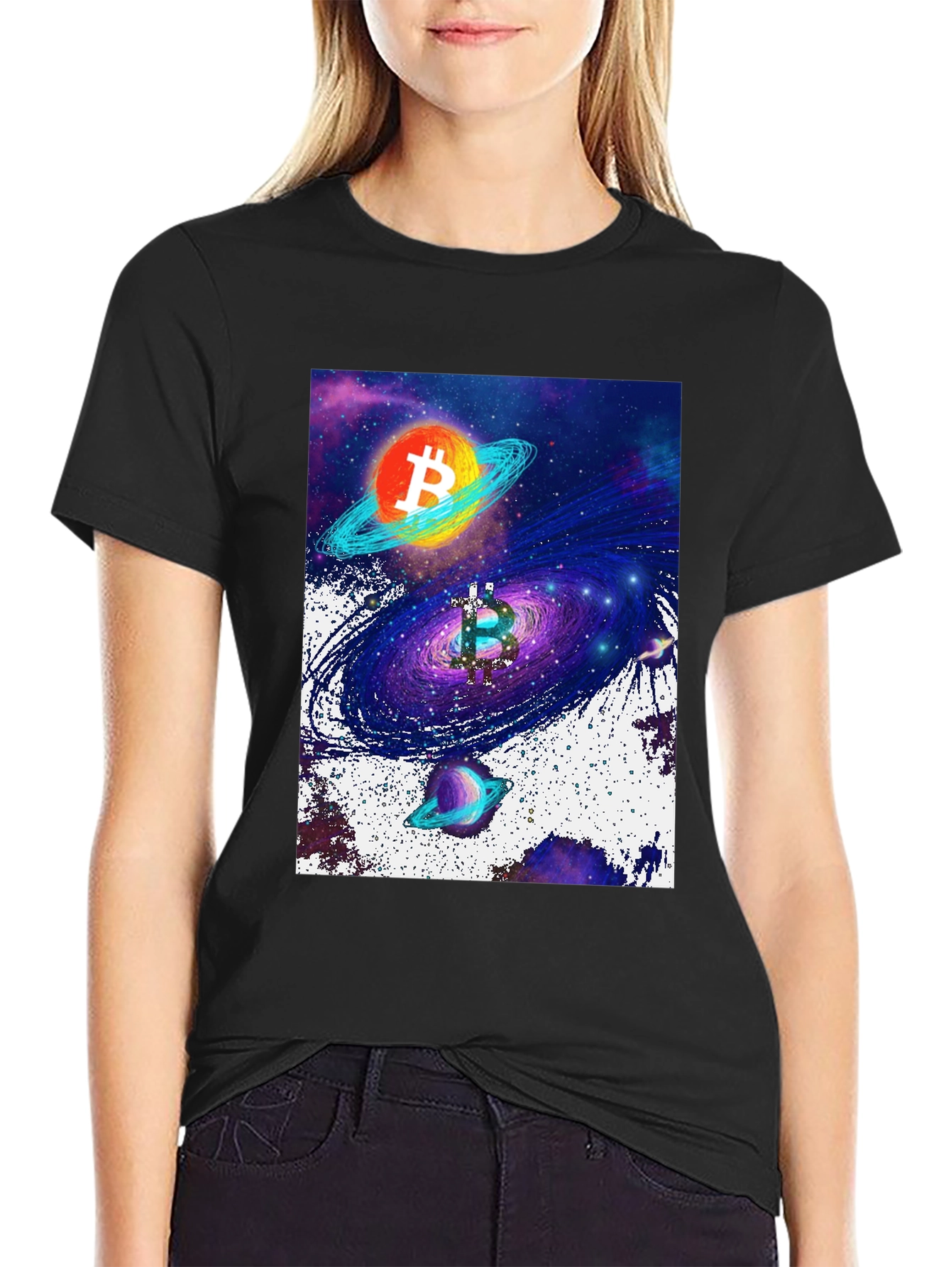 Bitcoin Galaxy Graphic Tee - Crypto Inspired Fashion