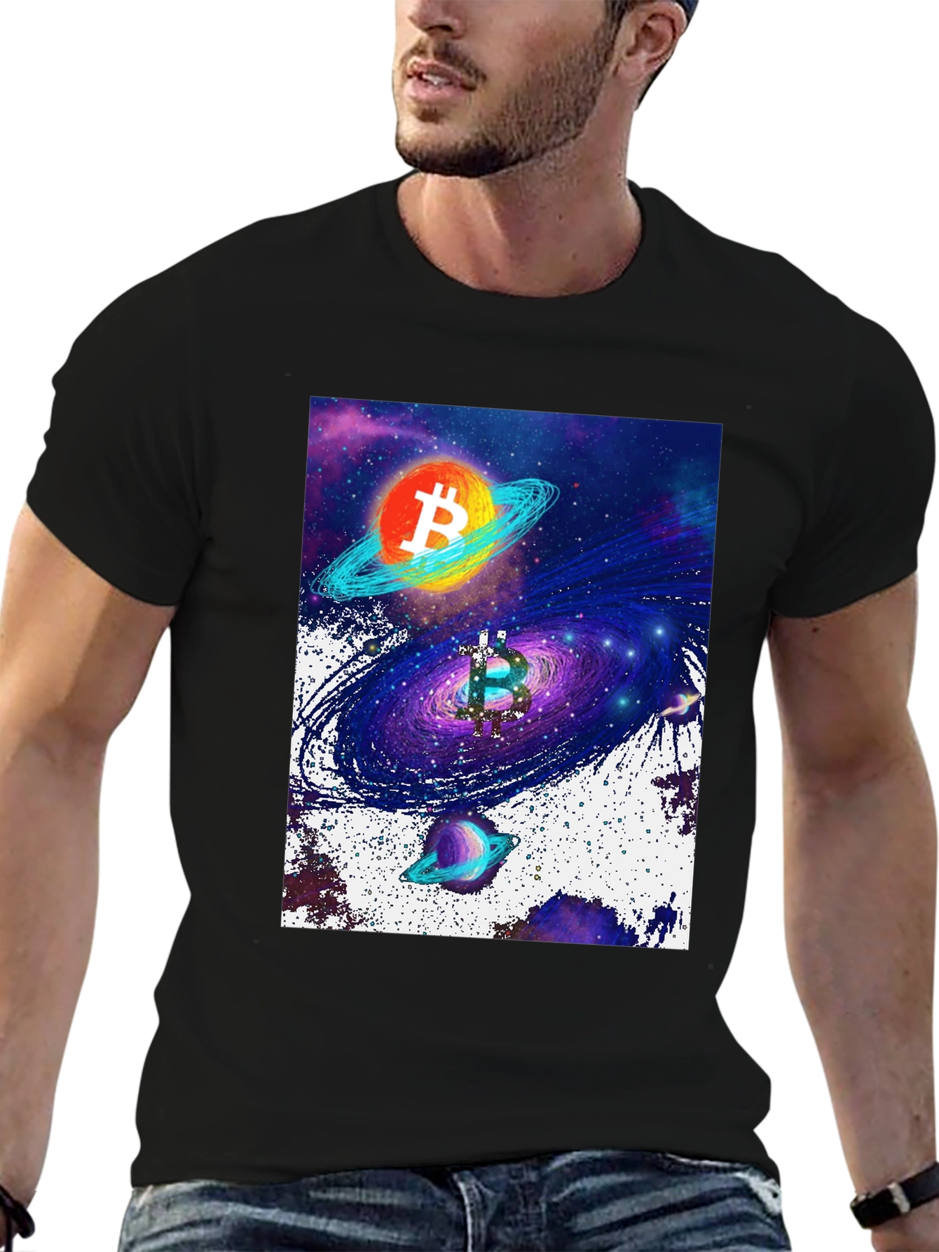 Bitcoin Galaxy Graphic Tee - Crypto Inspired Fashion