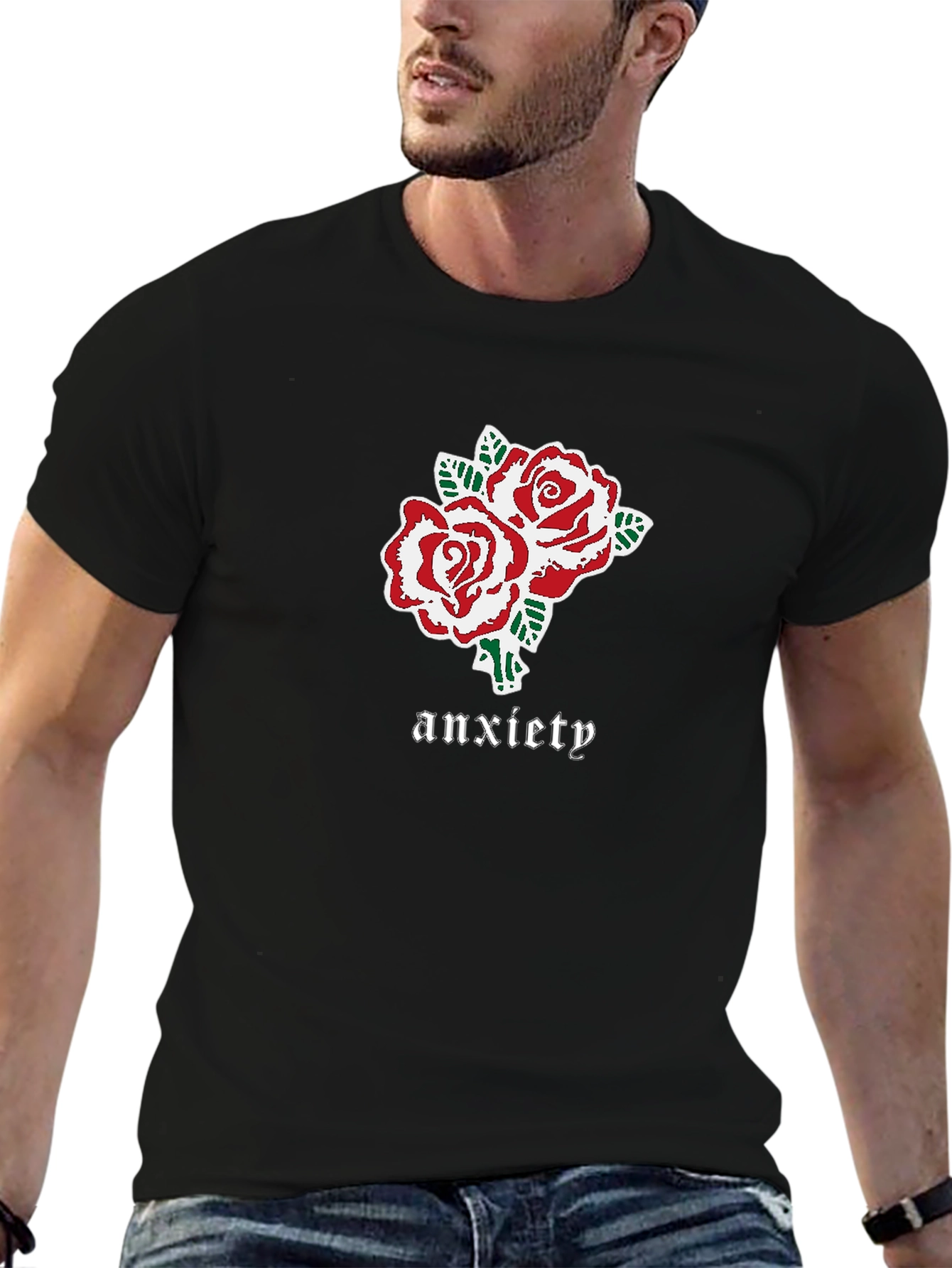 Anxiety Roses Graphic Black T-Shirt