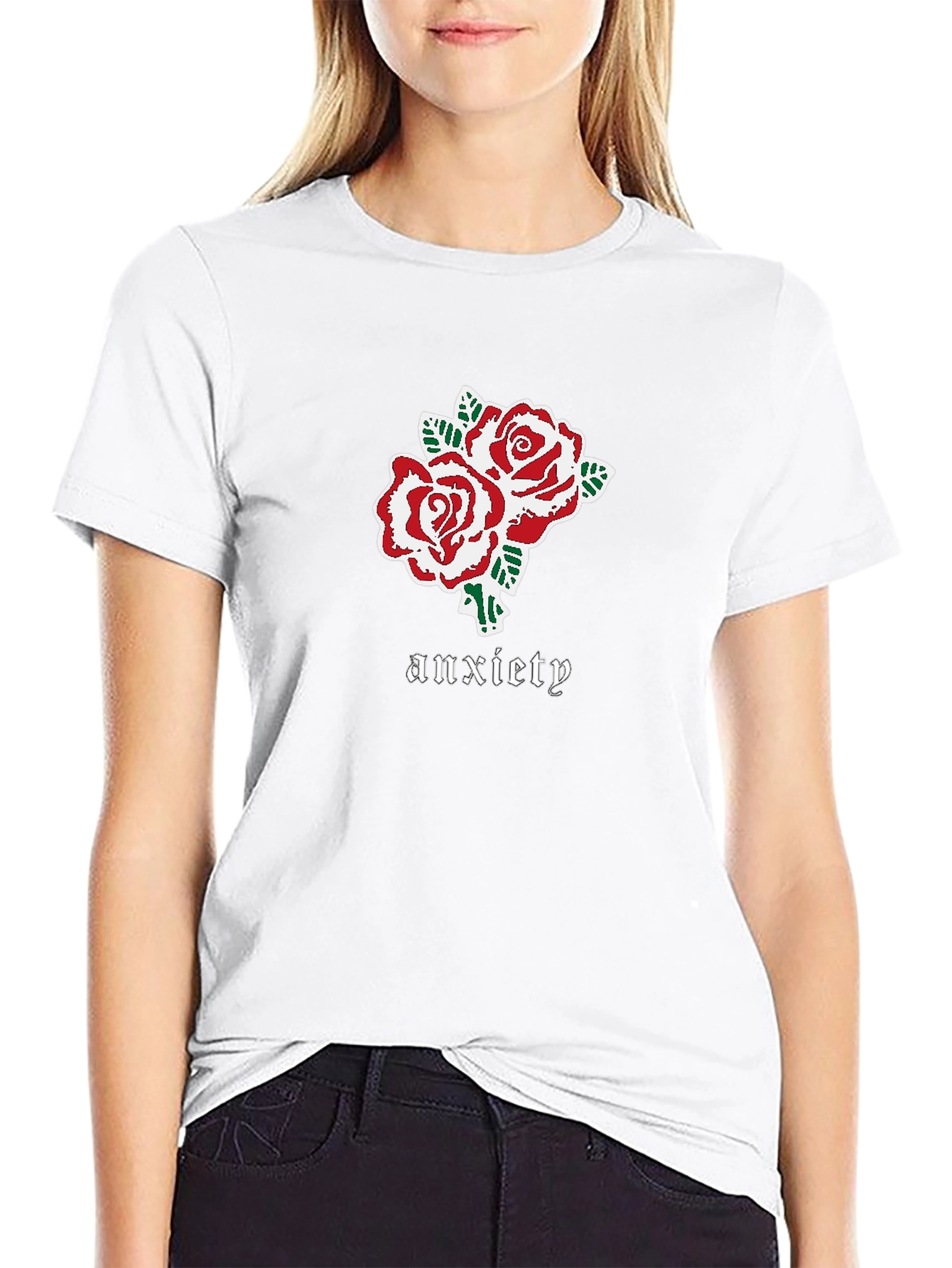 Anxiety Roses Graphic Black T-Shirt