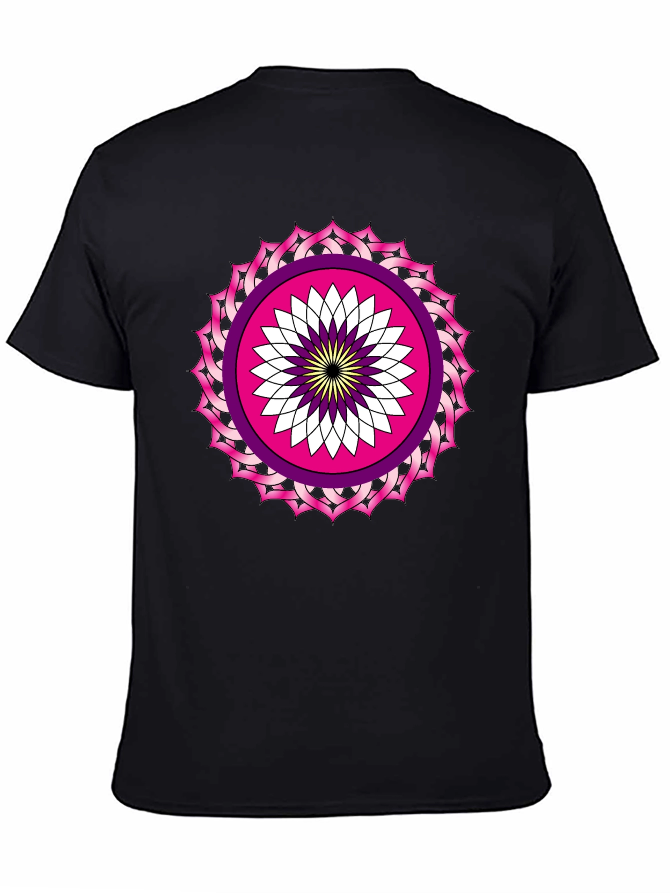 Black T-Shirt with Mandala Print