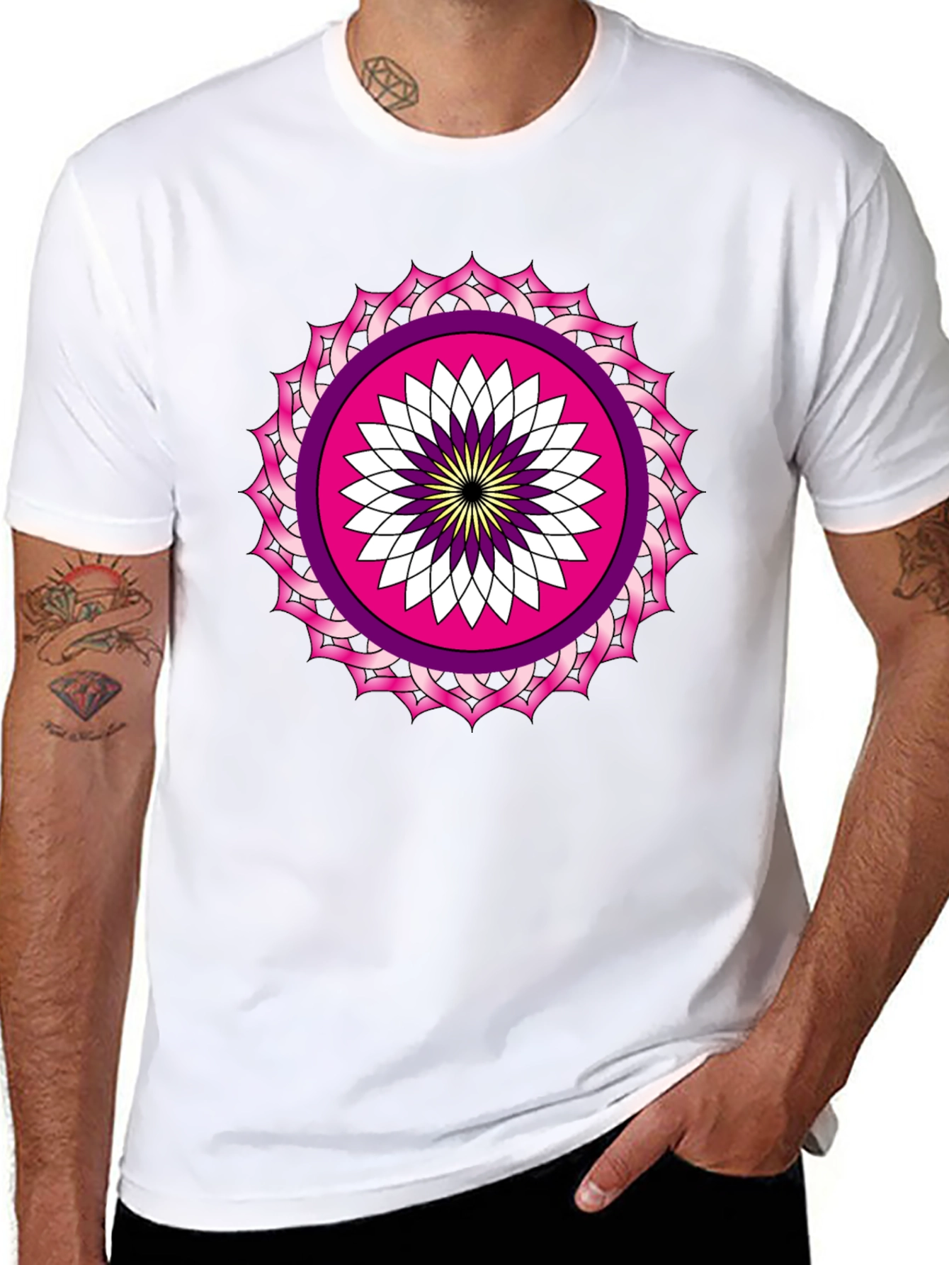 Black T-Shirt with Mandala Print