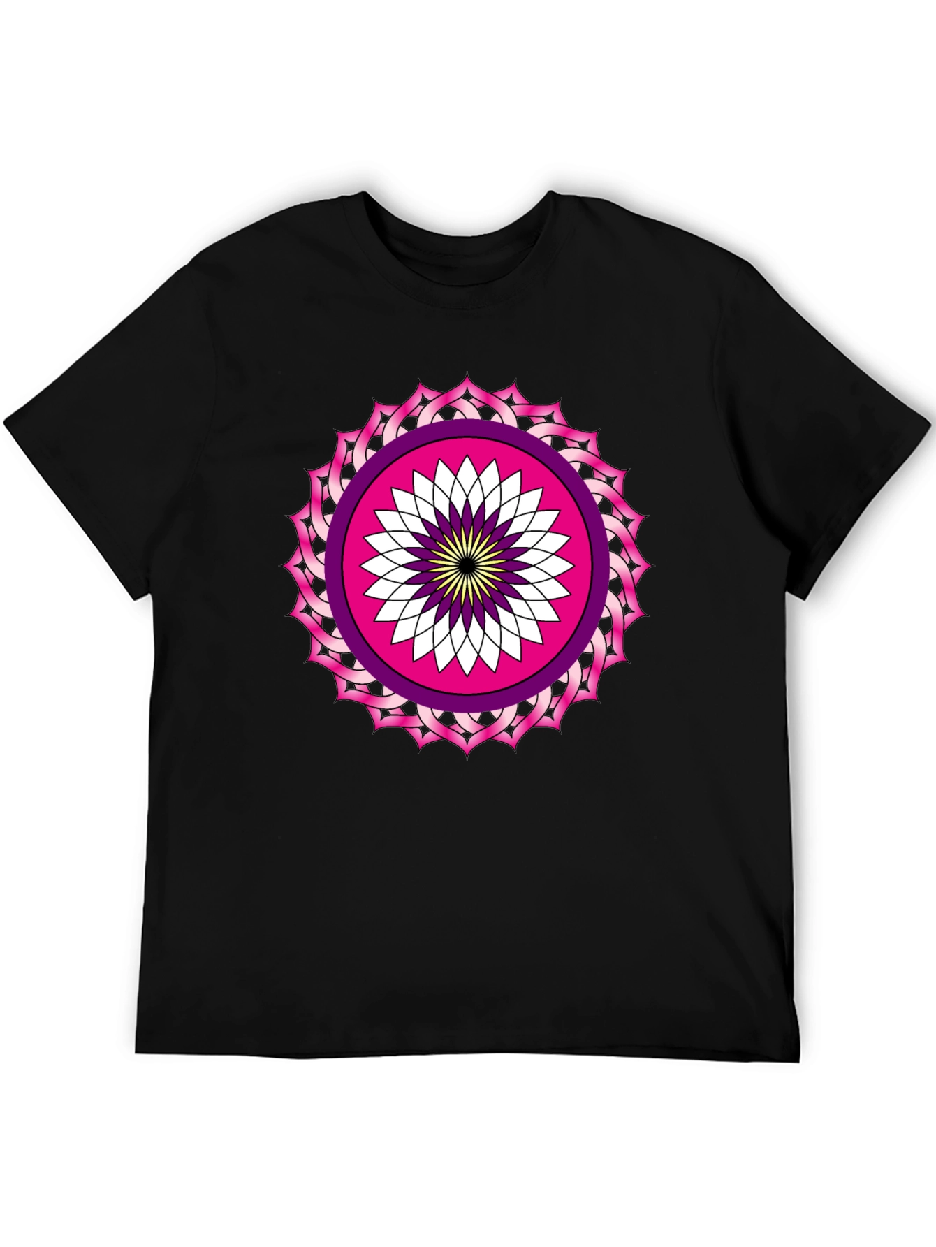 Black T-Shirt with Mandala Print