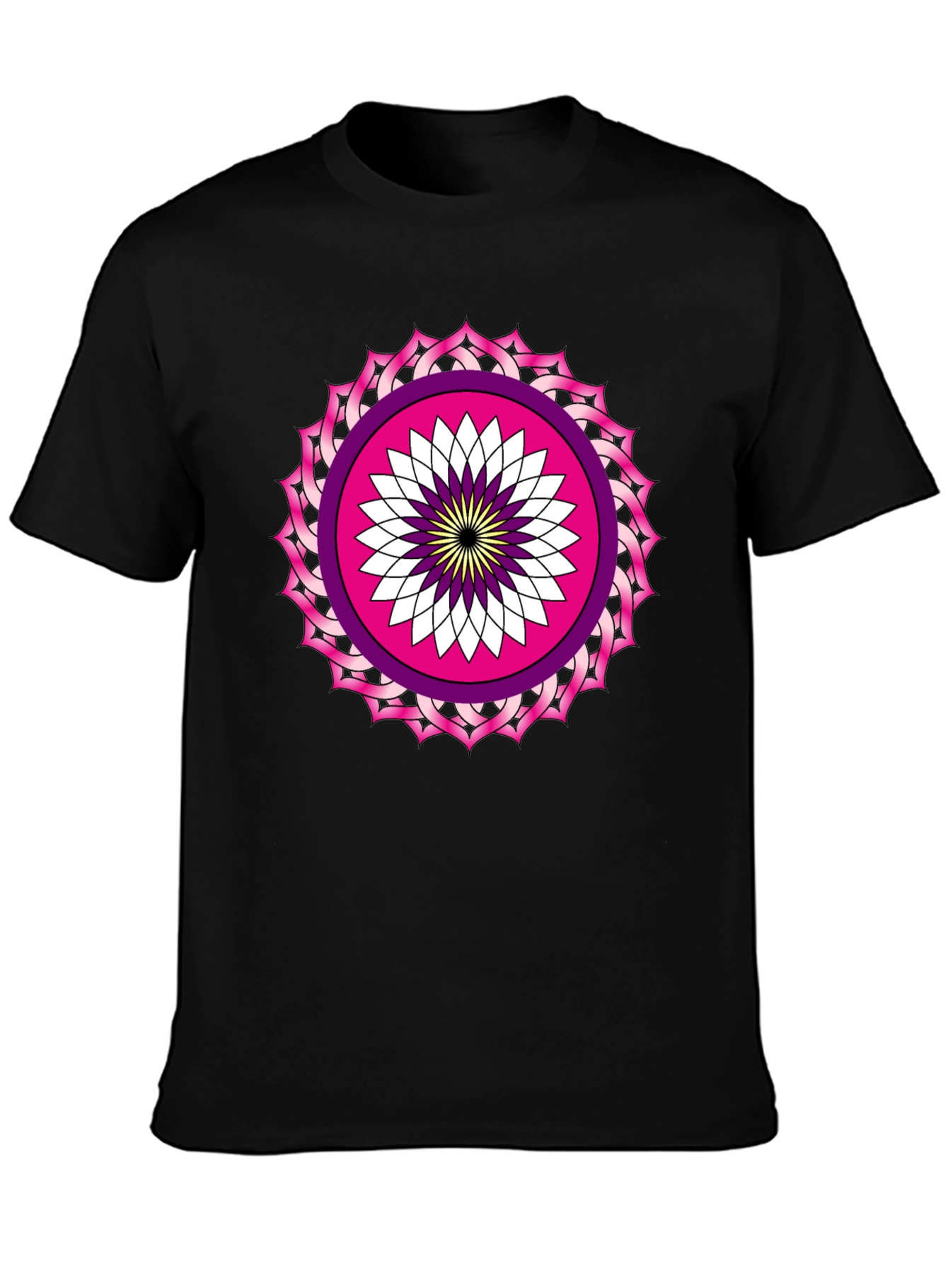 Black T-Shirt with Mandala Print