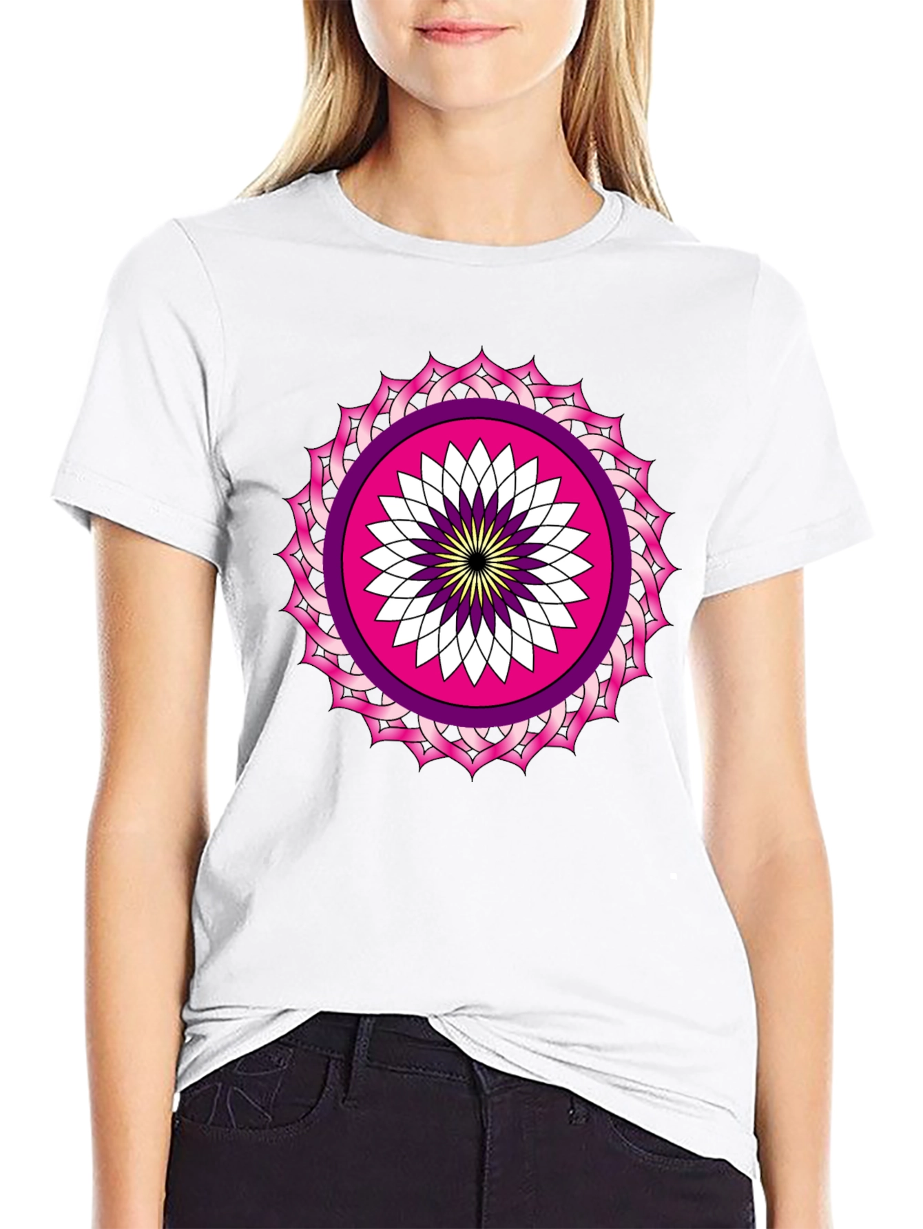 Black T-Shirt with Mandala Print