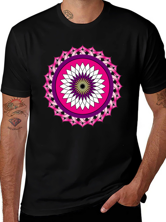 Black T-Shirt with Mandala Print