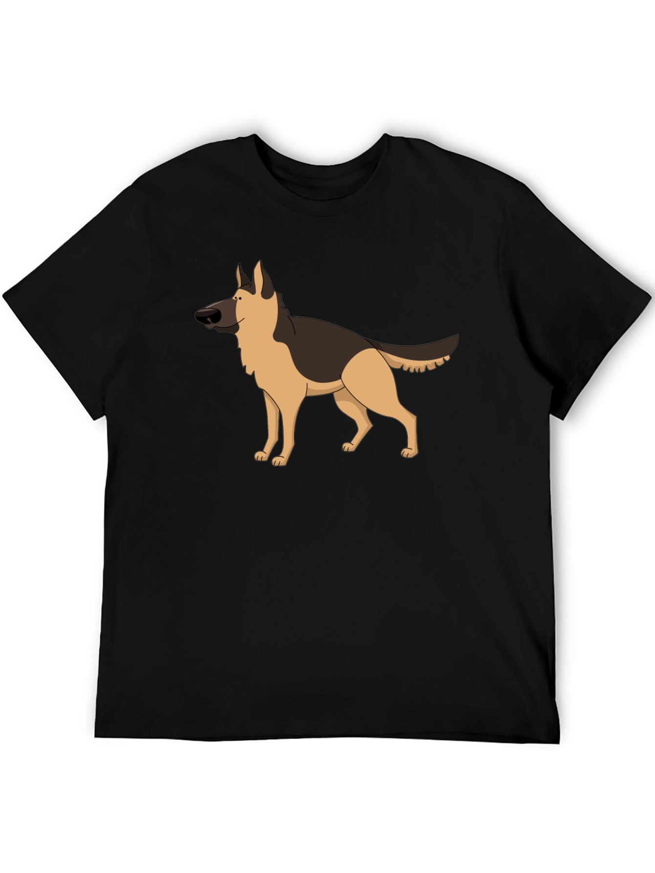 German Shepherd Graphic Tee - Black Crew Neck Shirt