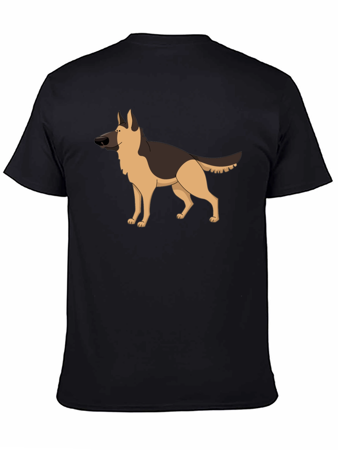 German Shepherd Graphic Tee - Black Crew Neck Shirt