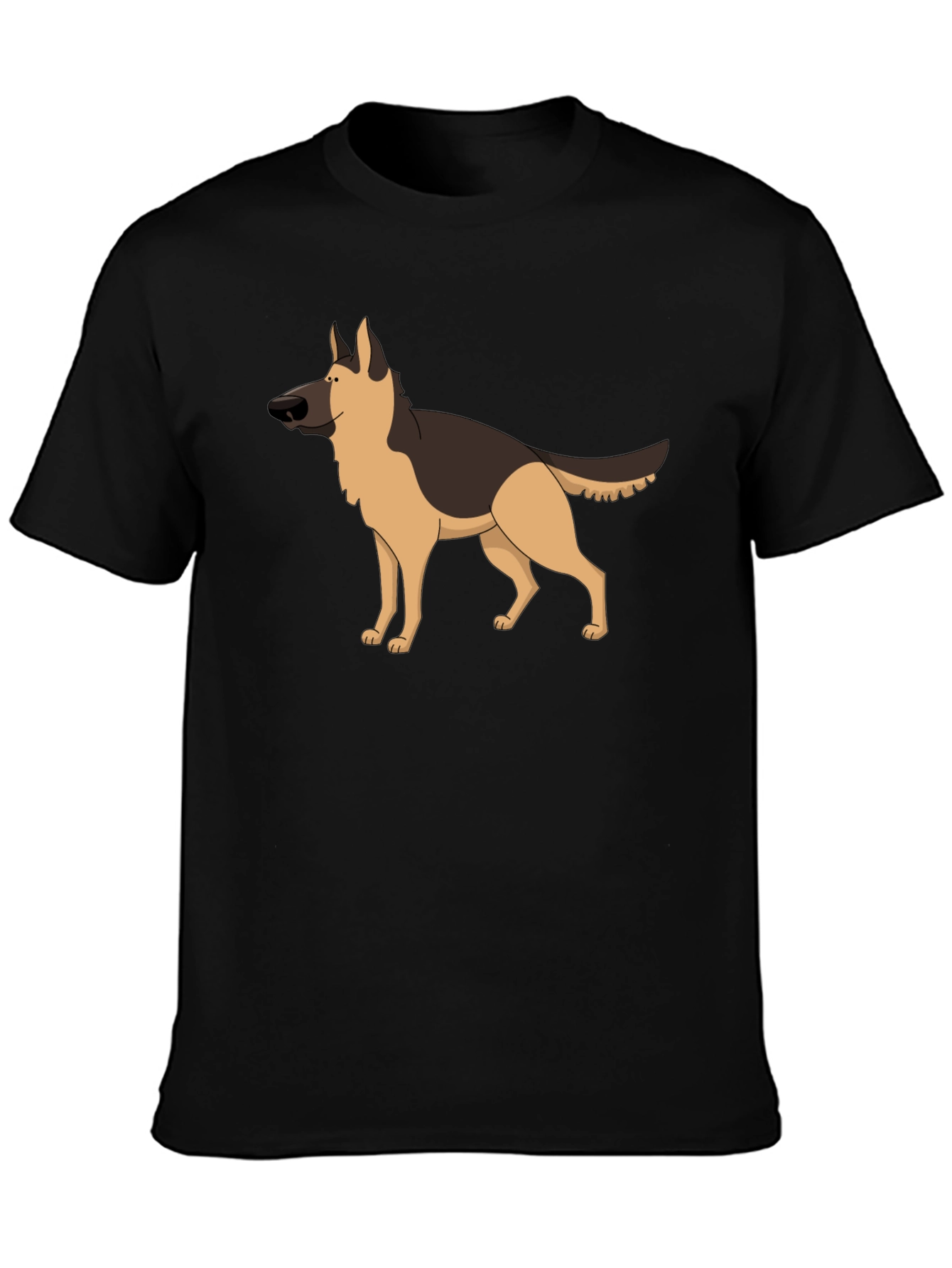 German Shepherd Graphic Tee - Black Crew Neck Shirt