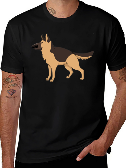 German Shepherd Graphic Tee - Black Crew Neck Shirt