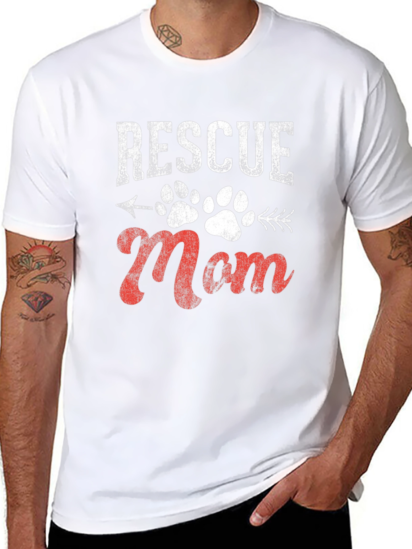 Rescue Mom Graphic Tee - Dog Paw Print