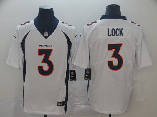 Men's Denver Broncos Drew Lock #3 White Game Jerseys