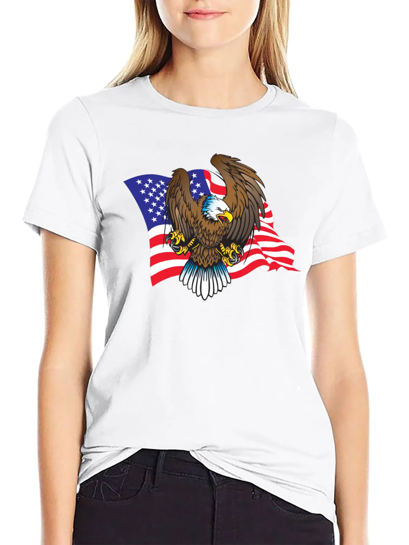 Eagle And Flag Unisex Short Sleeve Soft Cotton T-Shirt – Casual Everyday Wear