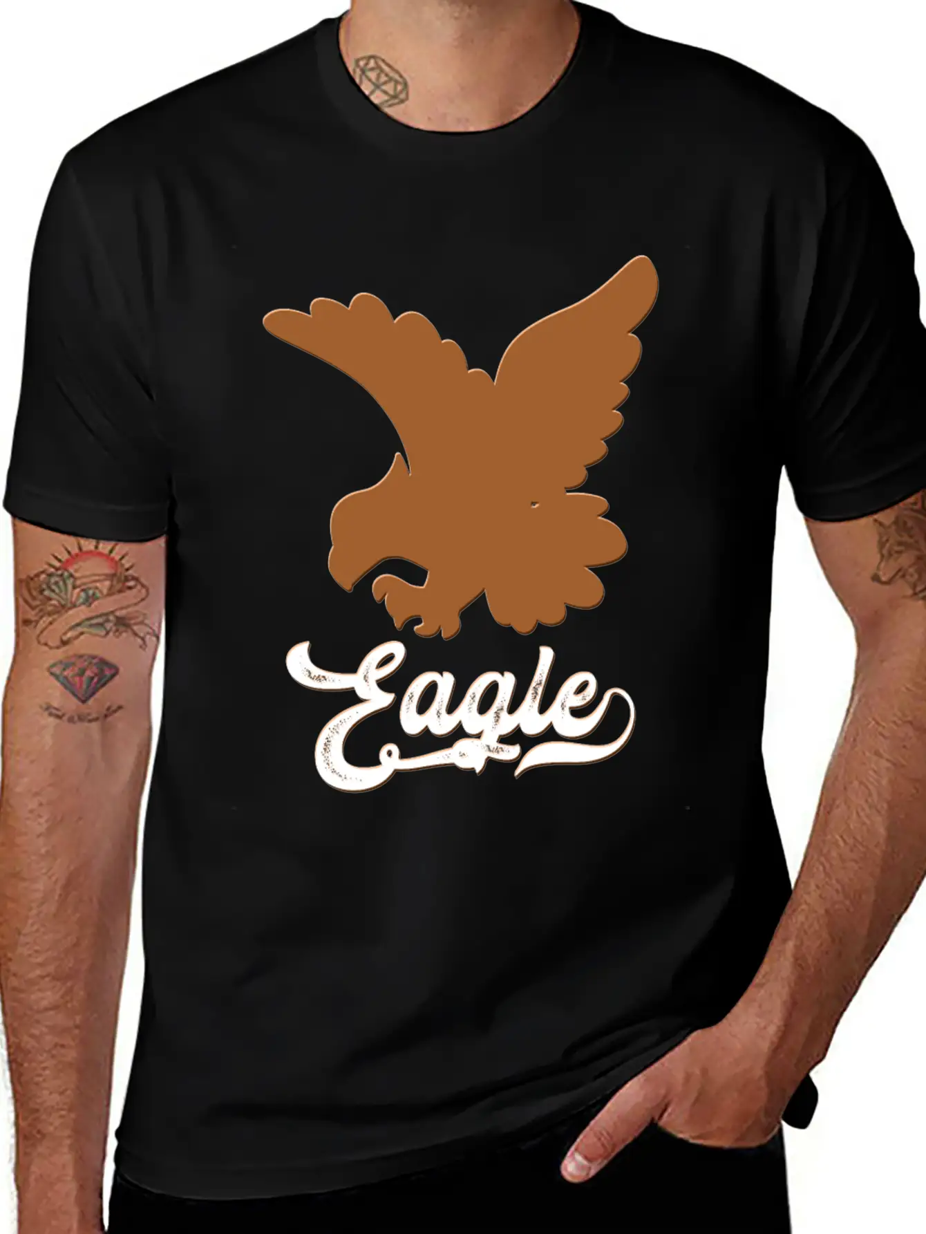 Eagle Text Unisex Short Sleeve Soft Cotton T-Shirt – Casual Everyday Wear