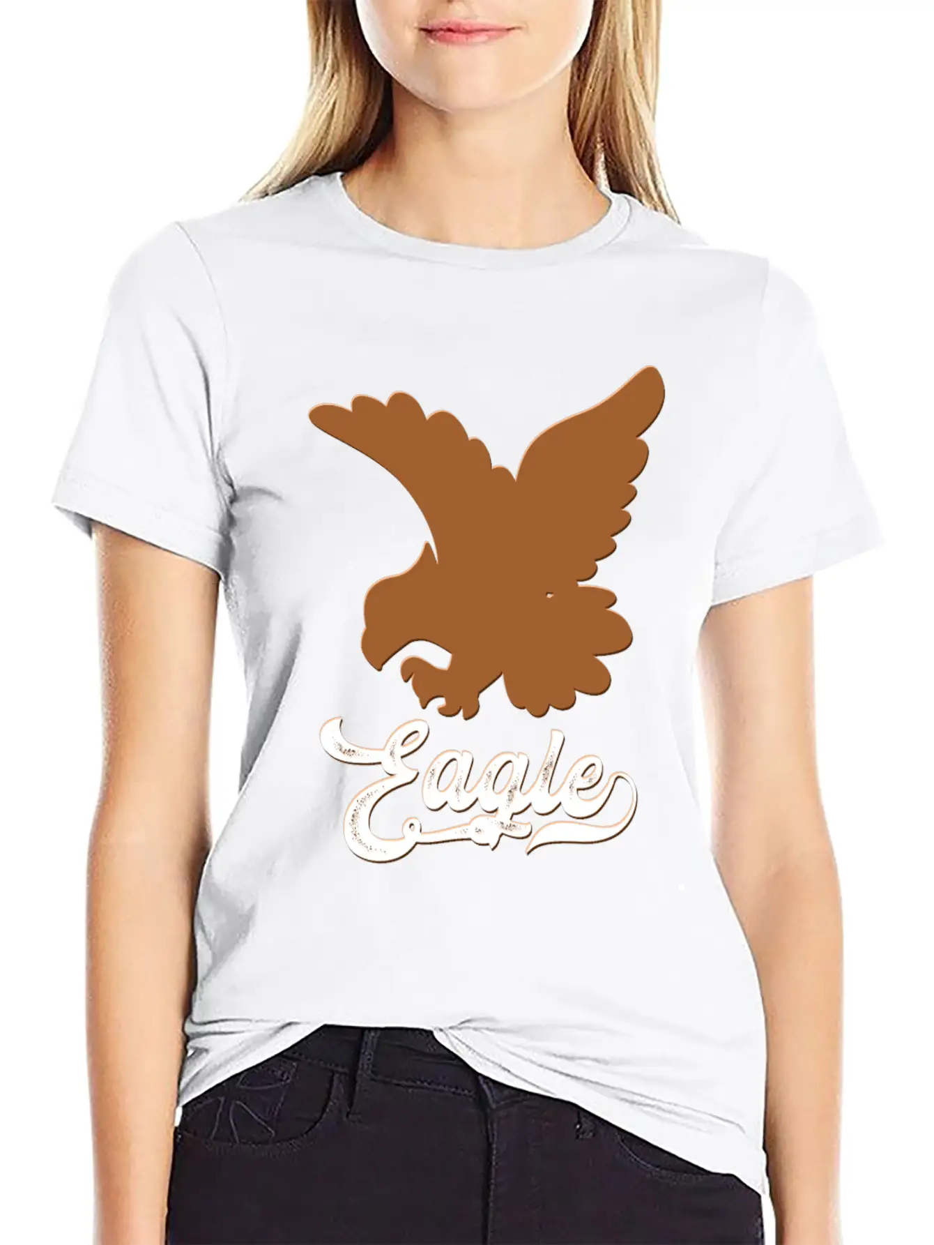 Eagle Text Unisex Short Sleeve Soft Cotton T-Shirt – Casual Everyday Wear