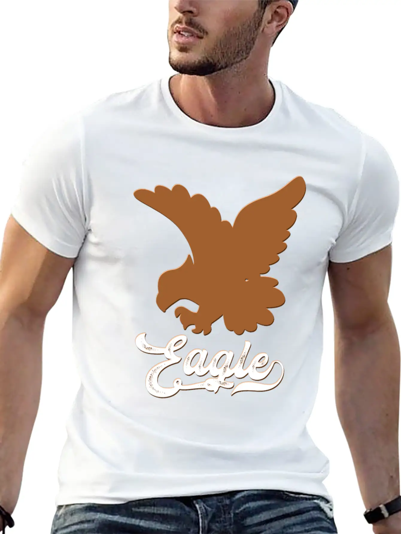 Eagle Text Unisex Short Sleeve Soft Cotton T-Shirt – Casual Everyday Wear