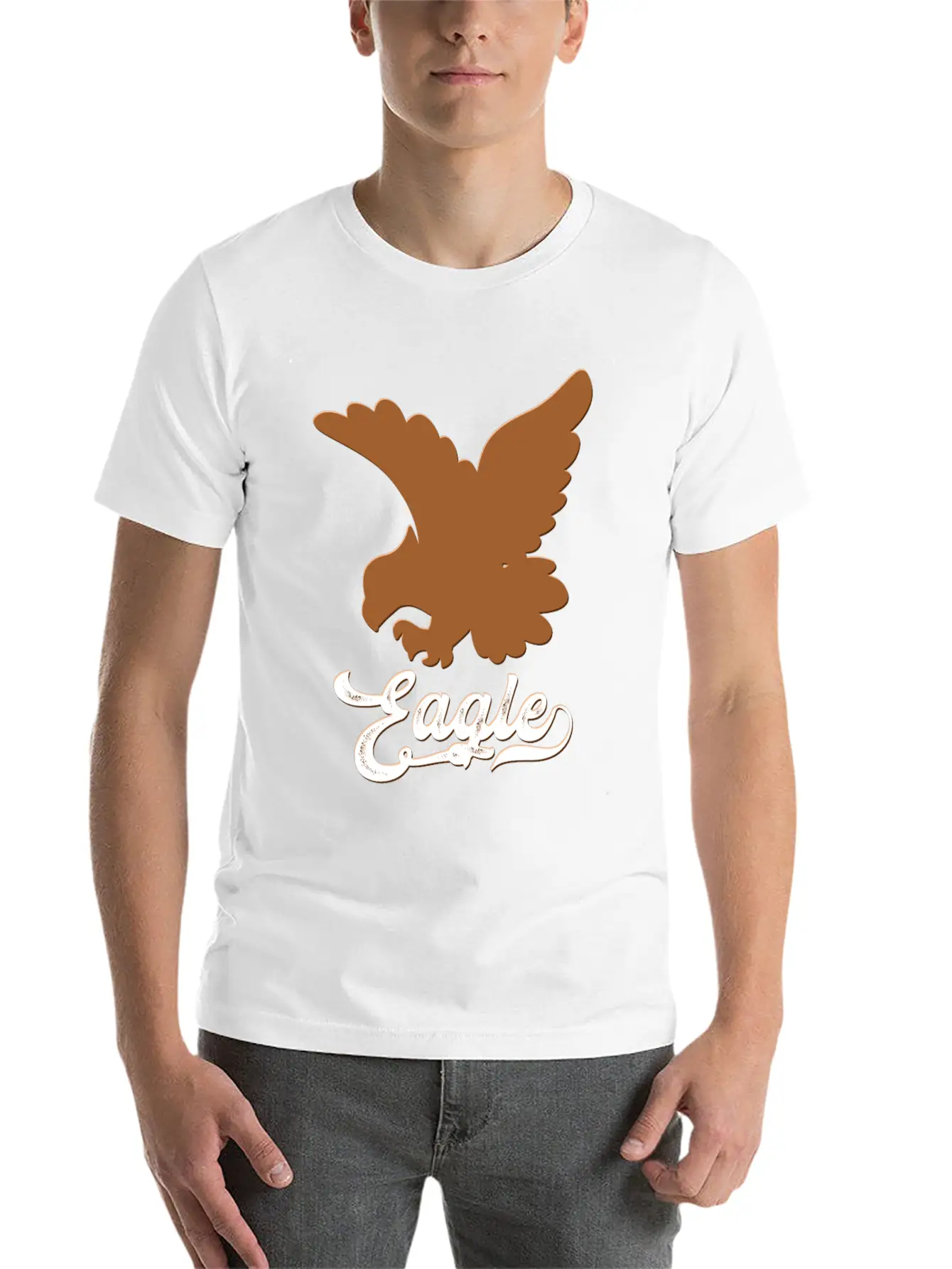 Eagle Text Unisex Short Sleeve Soft Cotton T-Shirt – Casual Everyday Wear
