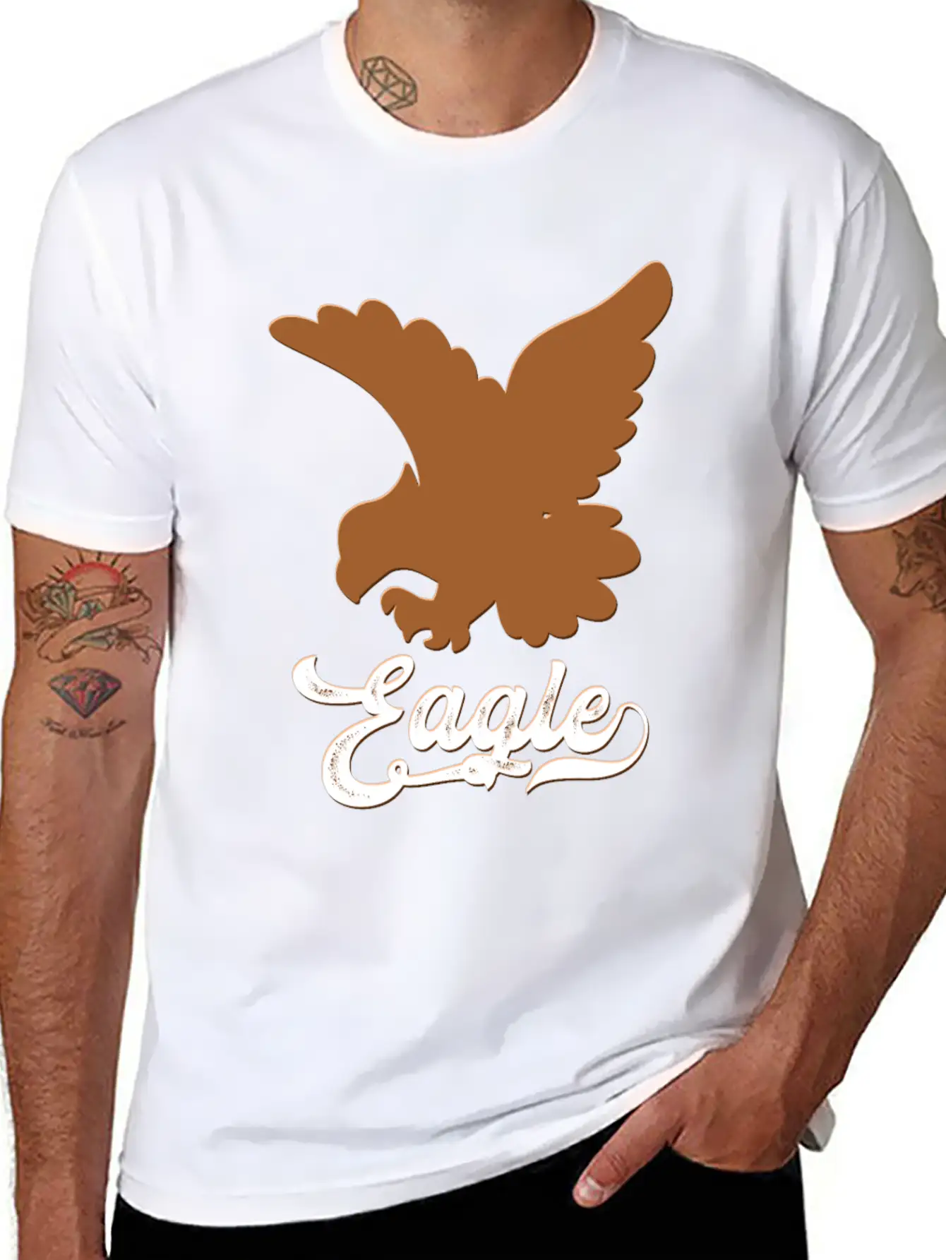 Eagle Text Unisex Short Sleeve Soft Cotton T-Shirt – Casual Everyday Wear