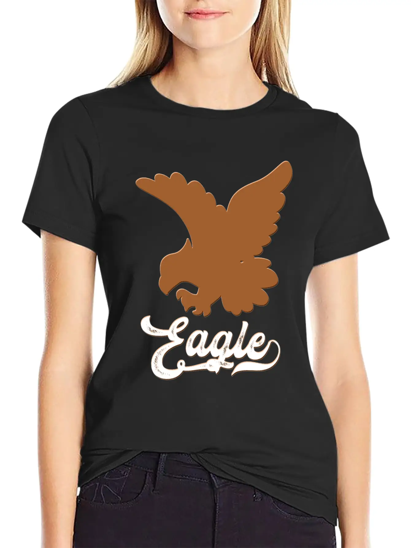 Eagle Text Unisex Short Sleeve Soft Cotton T-Shirt – Casual Everyday Wear