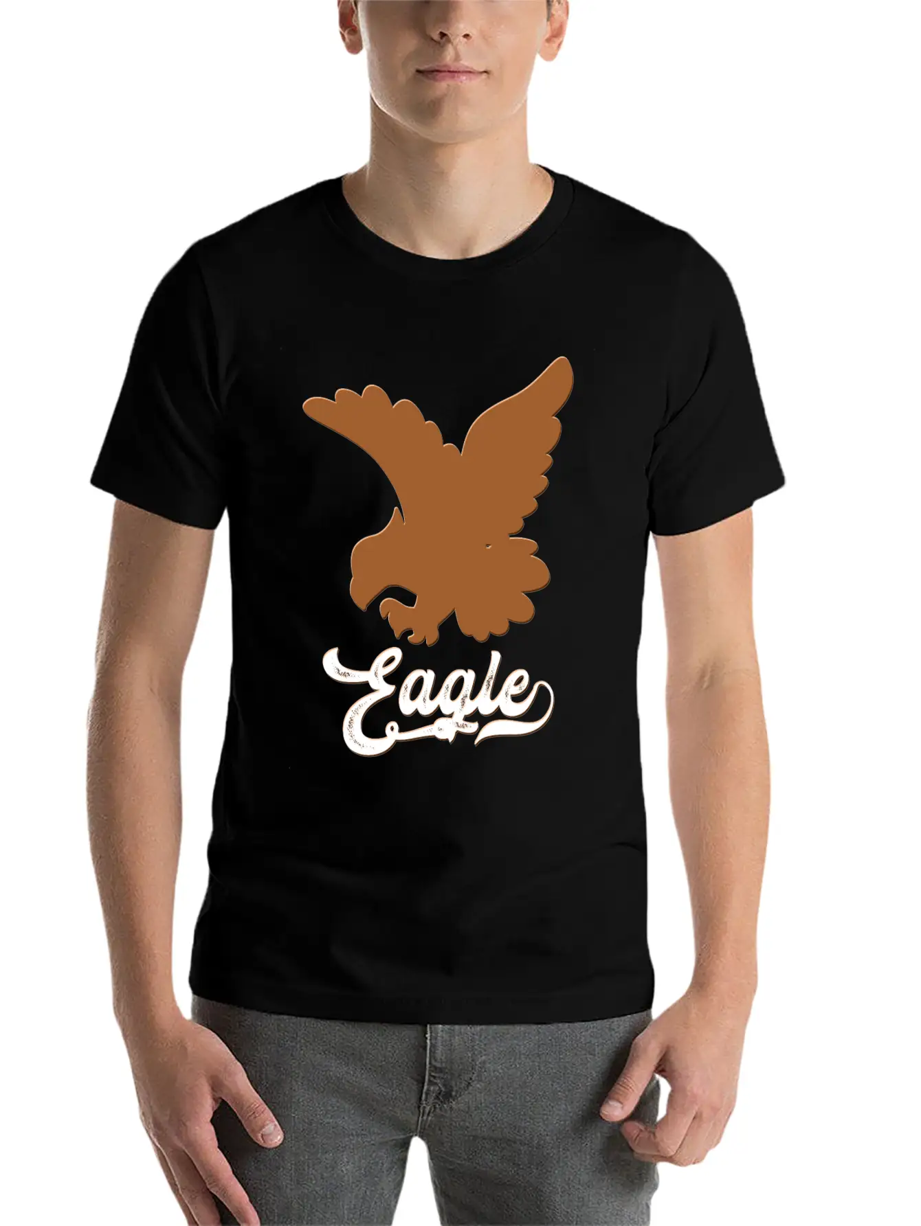 Eagle Text Unisex Short Sleeve Soft Cotton T-Shirt – Casual Everyday Wear