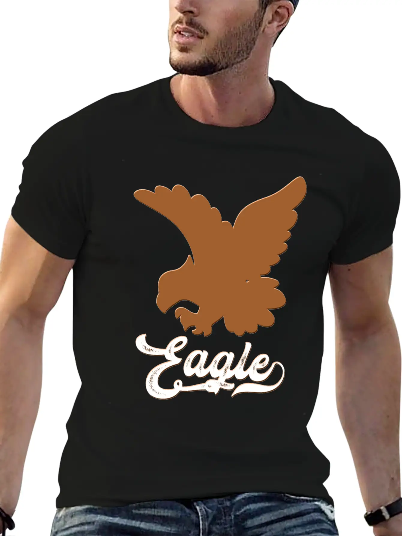 Eagle Text Unisex Short Sleeve Soft Cotton T-Shirt – Casual Everyday Wear
