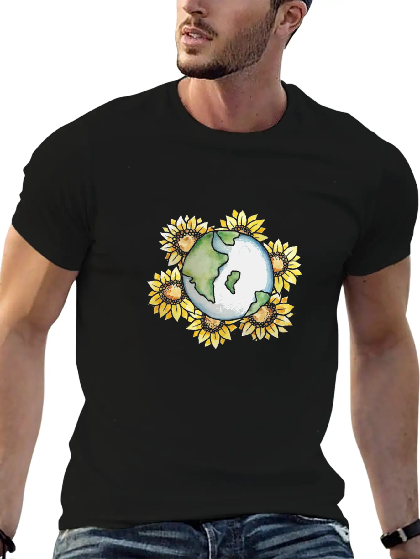 Earth Day Sunflower Earth Stylish Everyday T-Shirt – Unisex Basic Cotton Tee