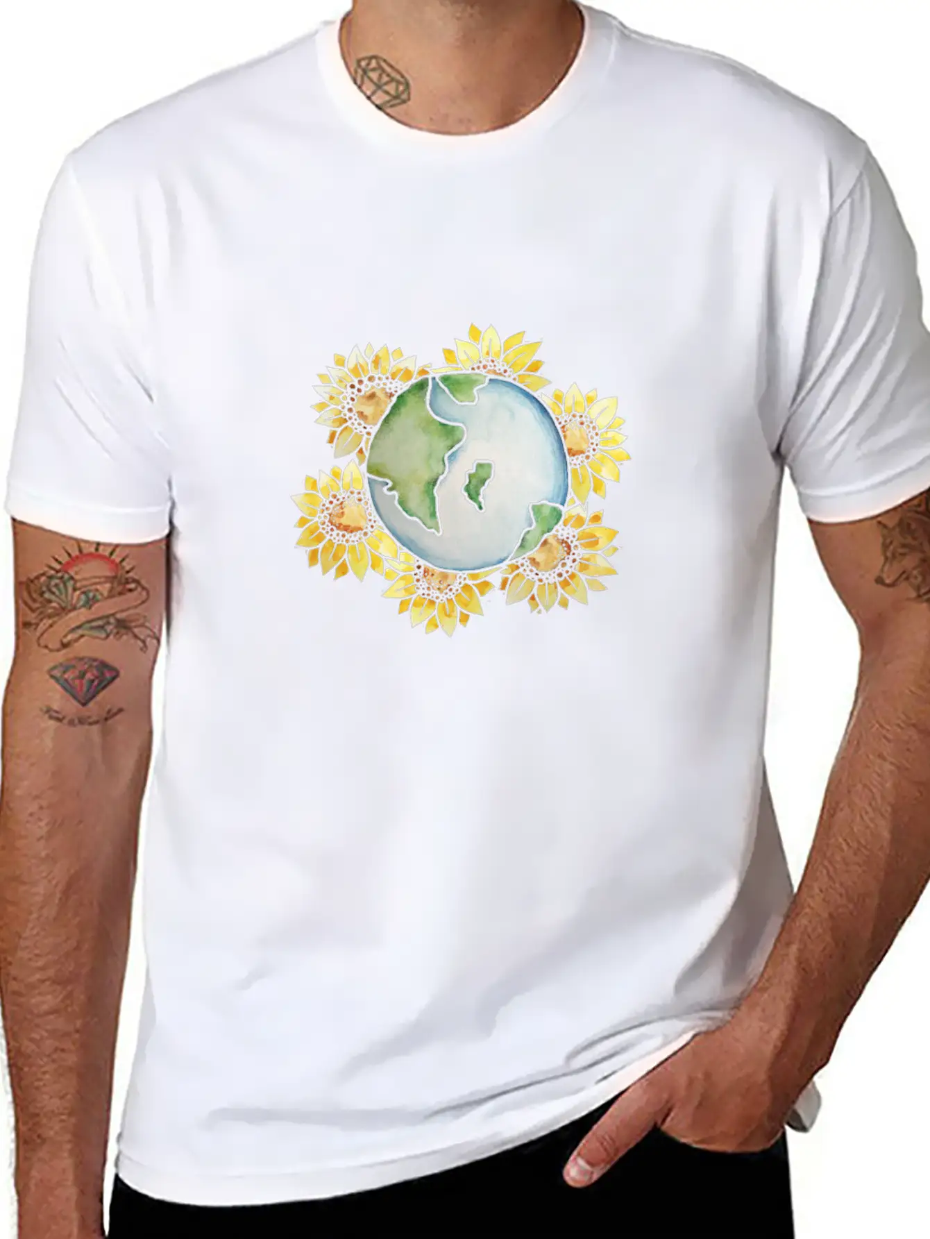 Earth Day Sunflower Earth Stylish Everyday T-Shirt – Unisex Basic Cotton Tee
